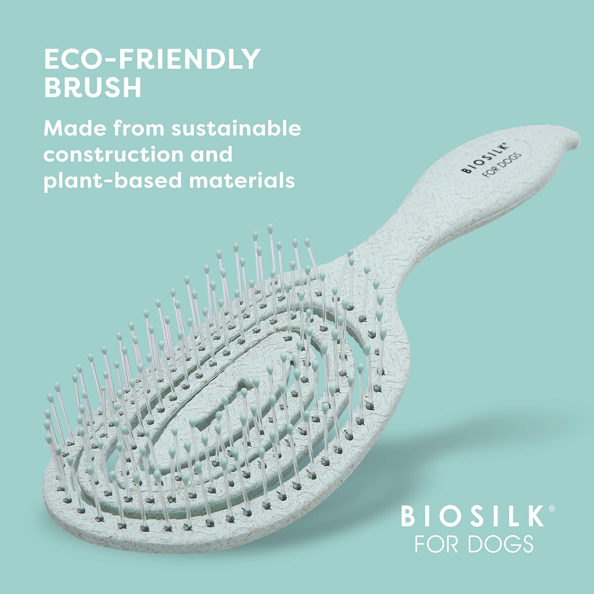 BioSilk Cepillo para mascotas ecológico para desenredar perros en verde menta | Fácil de sostener mango ergonómico cepillo para perros mojado o seco, azul claro (FF12806)