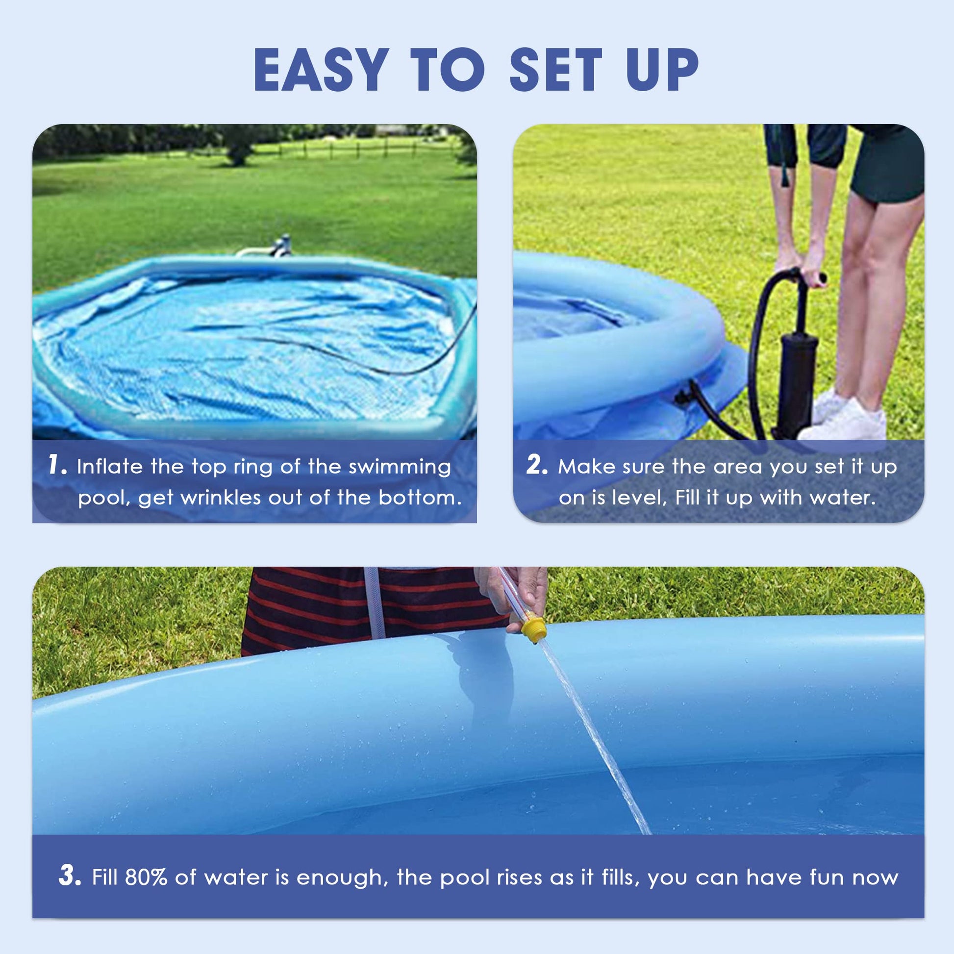 Piscina Inflable Familiar Anillo Superior para Patio Trasero