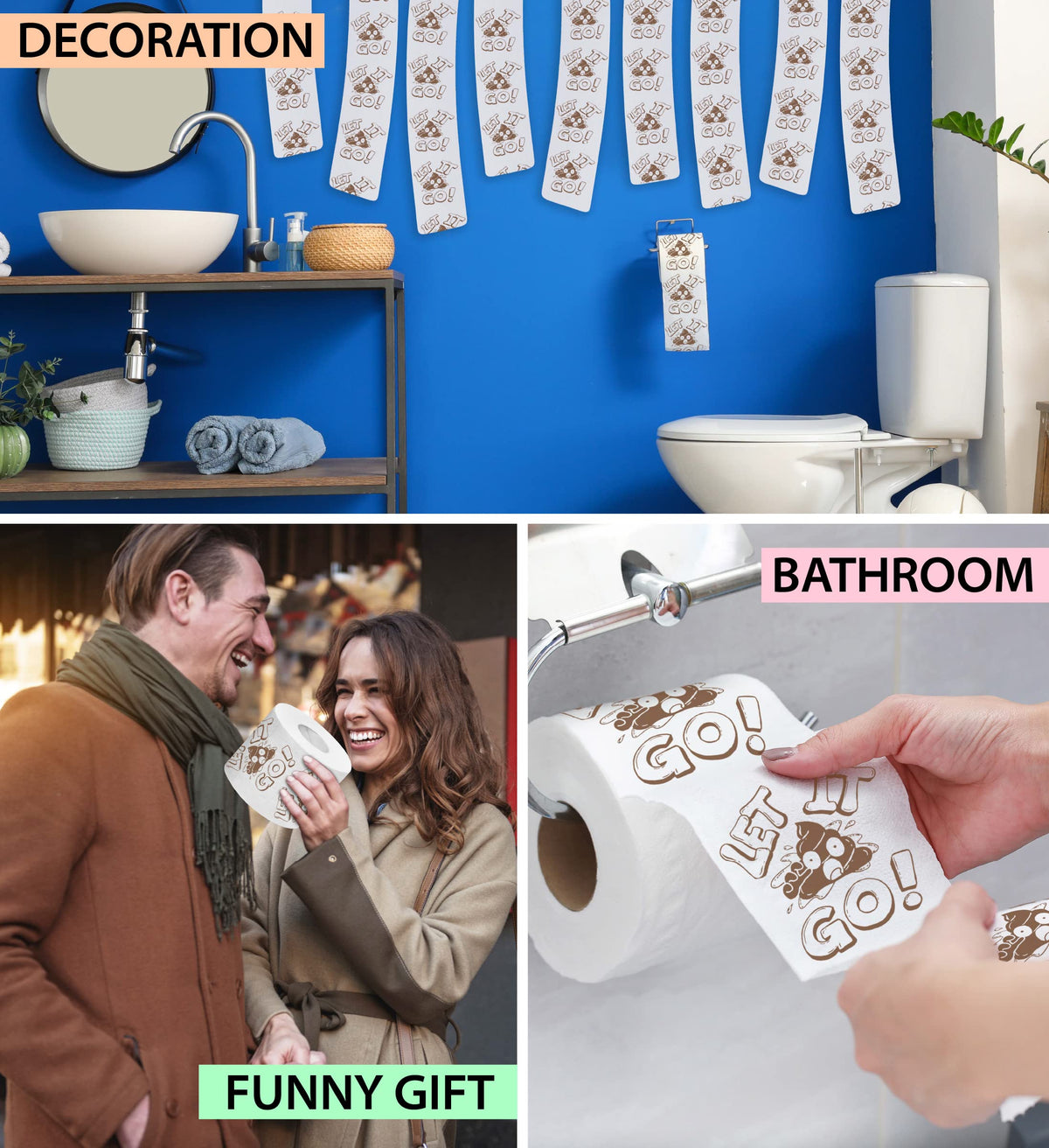 Papel Higiénico Impreso Let It Go de Printed TP Decorativo para Baño
