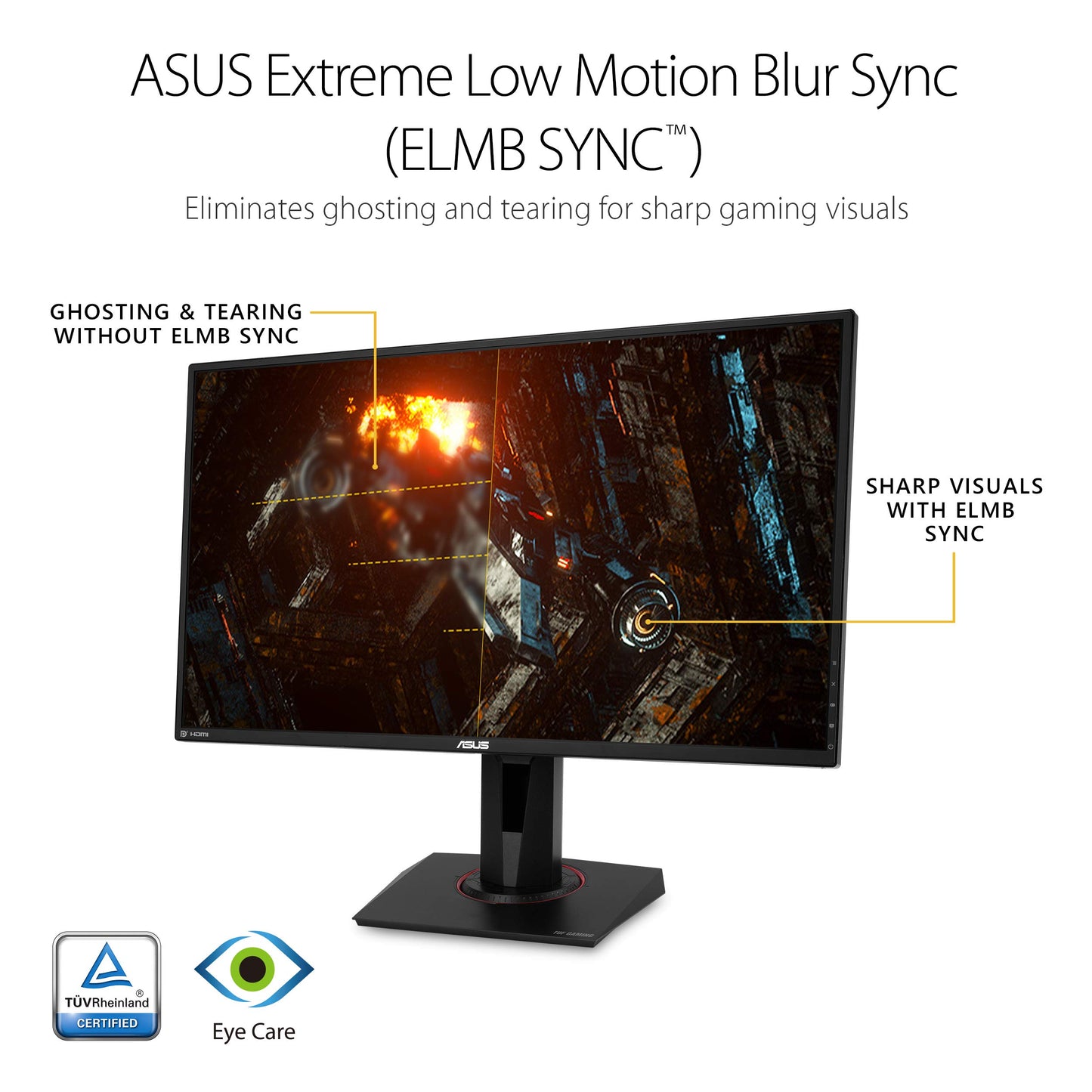 Asus Monitor Gamer 27" TUF Gaming VG27AQ, HDR, WQHD (2560x1440), IPS, 165Hz, Extreme Low Motion Blur Sync Compatible con G-SYNC, Adaptive-Sync, 1ms