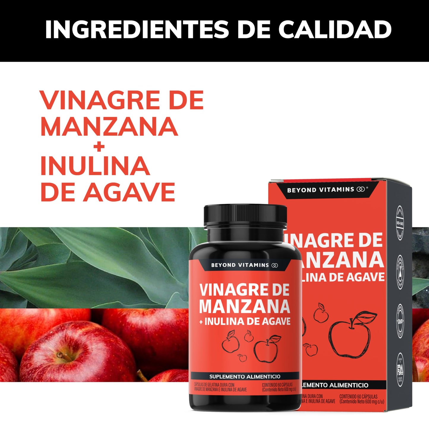 Vinagre de Manzana Daily Life en Cápsulas sin Azúcar con Inulina de Agave