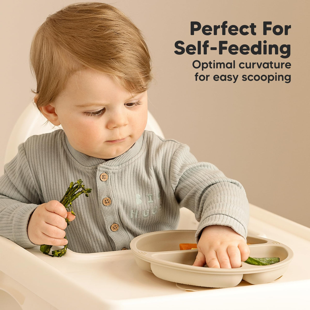 KeaBabies Placas de succión para bebés, niños pequeños, 100% silicona, sin BPA, aptas para microondas (Gris)