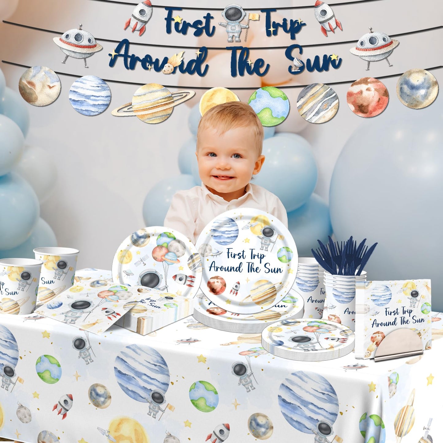 Decoraciones de Cumpleaños Primer Viaje Alrededor del Sol Astronauta