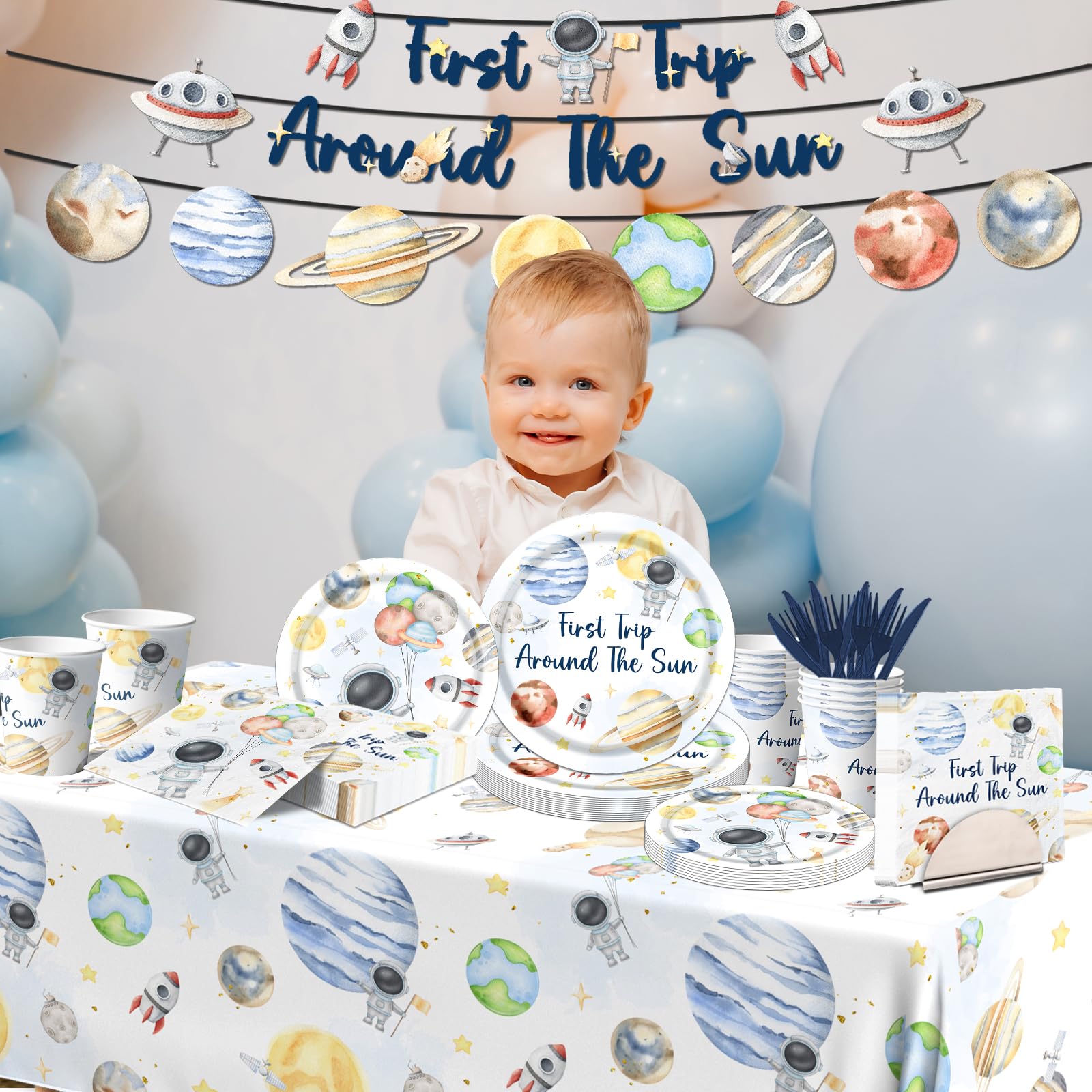 Decoraciones de Cumpleaños Primer Viaje Alrededor del Sol Astronauta