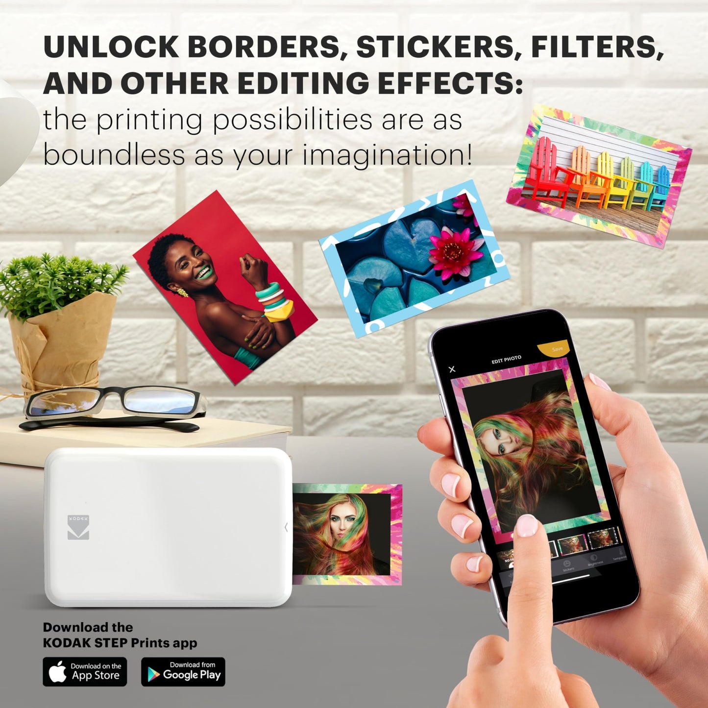 Kodak Step Wireless Mobile Photo Mini Printer (Blanco) Compatible con Dispositivos iOS y Android, NFC y Bluetooth