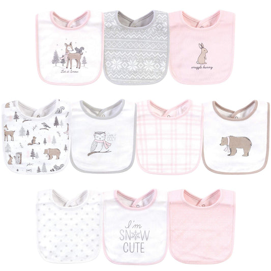 Hudson Baby Baberos unisex de algodón para bebé, bosque de invierno, talla única