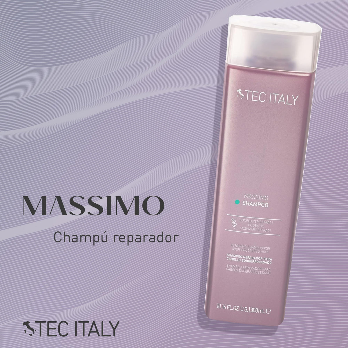 TEC ITALY Massimo Shampoo Reparación Capilar Protección UV Antifrizz 300 ml