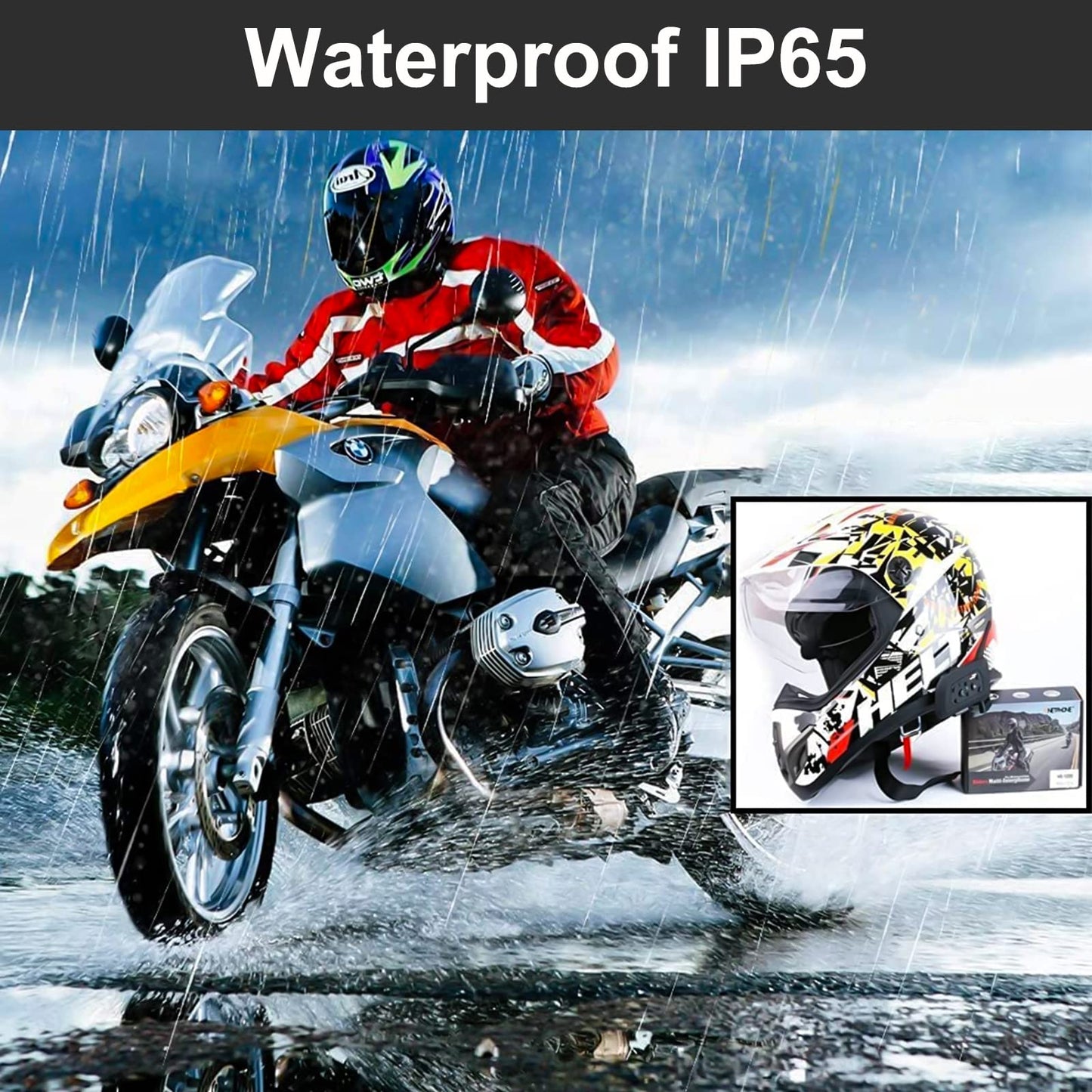 EJEAS V6 Motocicleta Auricular Bluetooth, 2 Riders 1200M Motocicleta Intercom Casco Sistema de Comunicación con Reducción de Ruido y Bluetooth 5.1 para Motociclismo Esquí y Escalada (2 Pack)