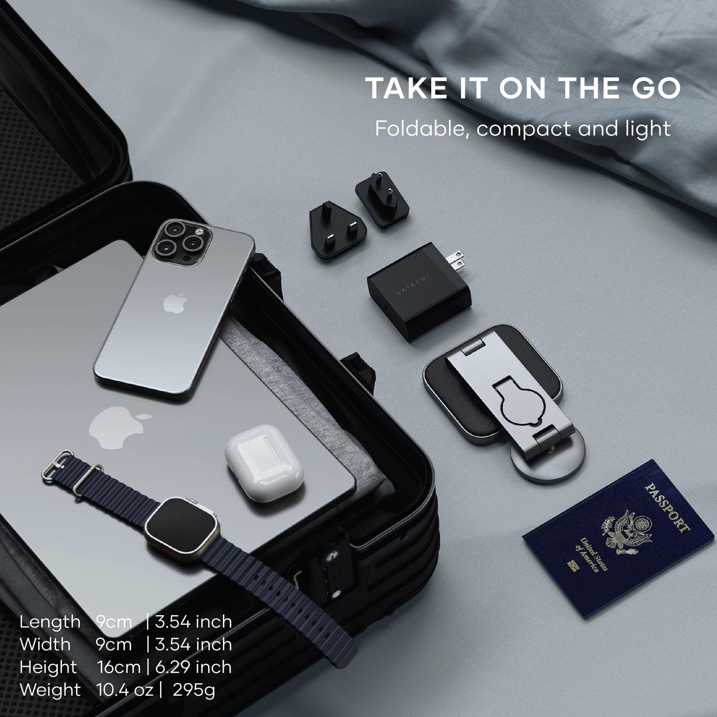 Estación de Carga Inalámbrica SATECHI Blanca Certificada MagSafe y Qi2 para Apple