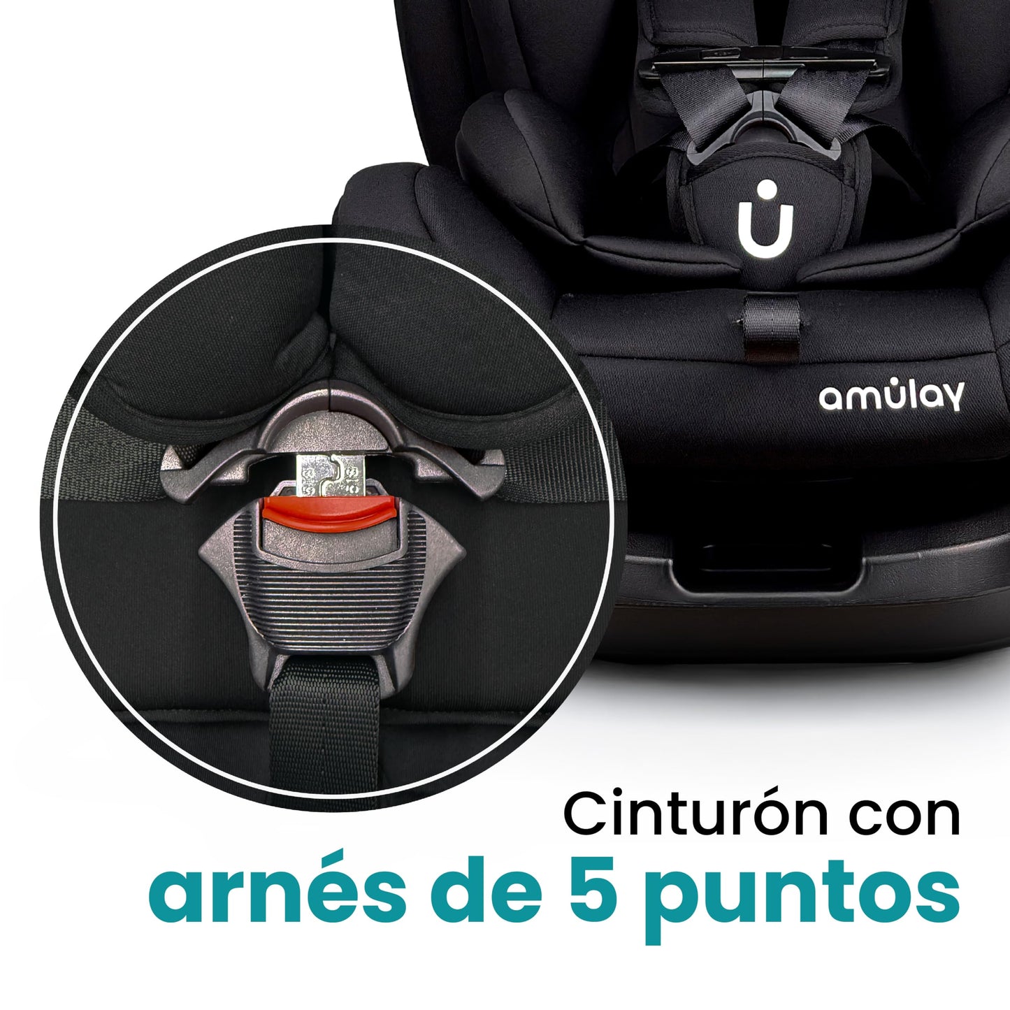 Amulay Autoasiento Kiddo ISOFIX 360°, 0 a 12 Años, Negro
