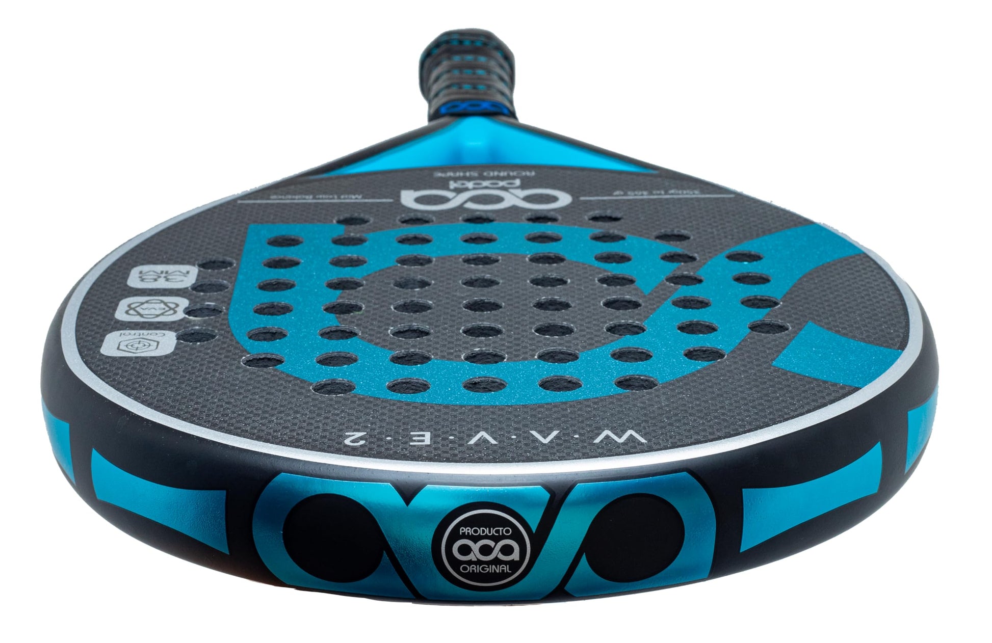 Pala de Padel Aca Carbono 3K Redonda Acabado Arena Goma Soft Blackeva