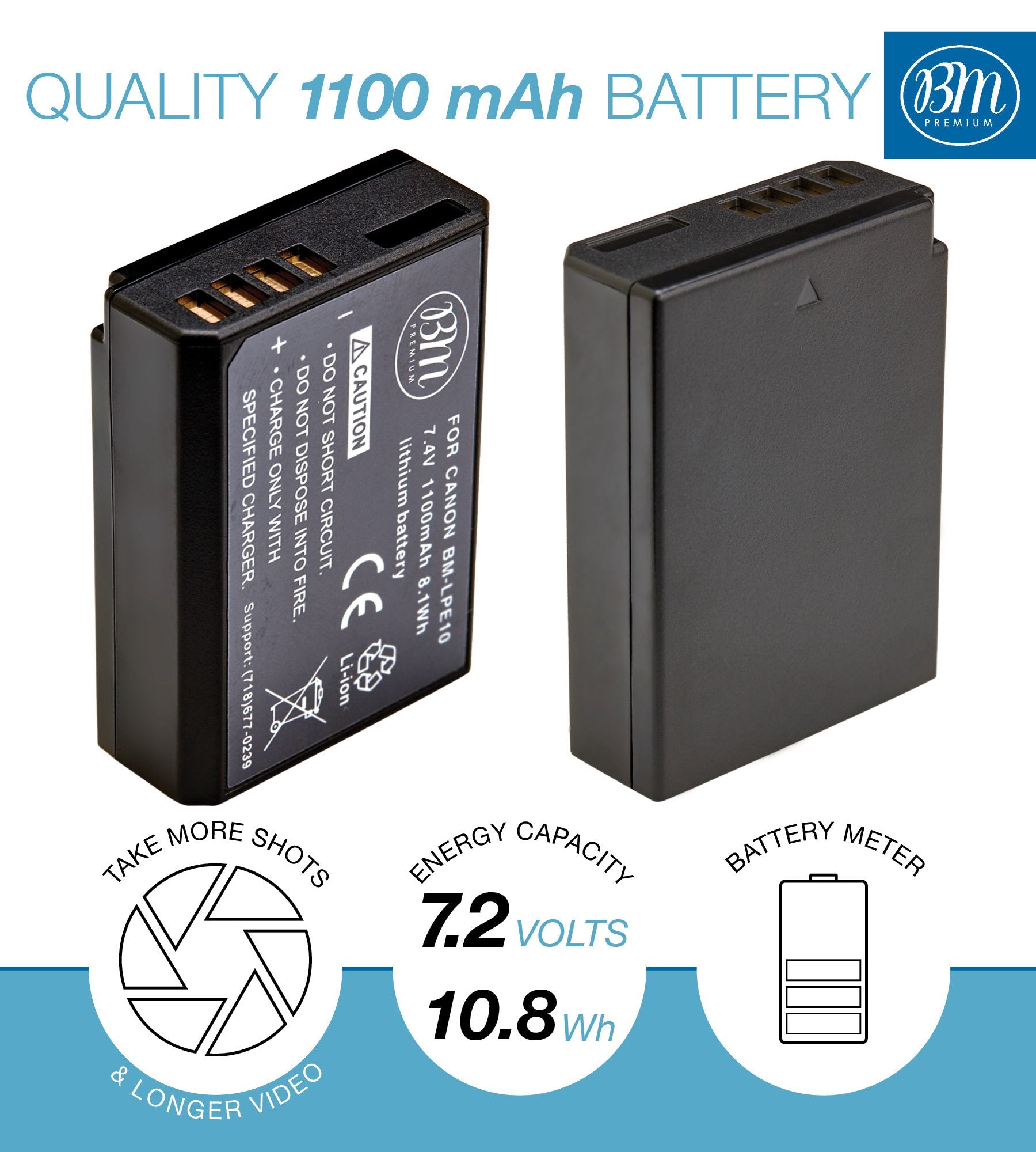 BM Premium Pack of 2 LP-E10 Batteries and USB Dual Battery Charger Kit for Canon EOS Rebel T3, T5, T6, T7, Kiss X50, Kiss X70, EOS 1100D, EOS 1200D, EOS 1300D, EOS 2000D Digital Camera