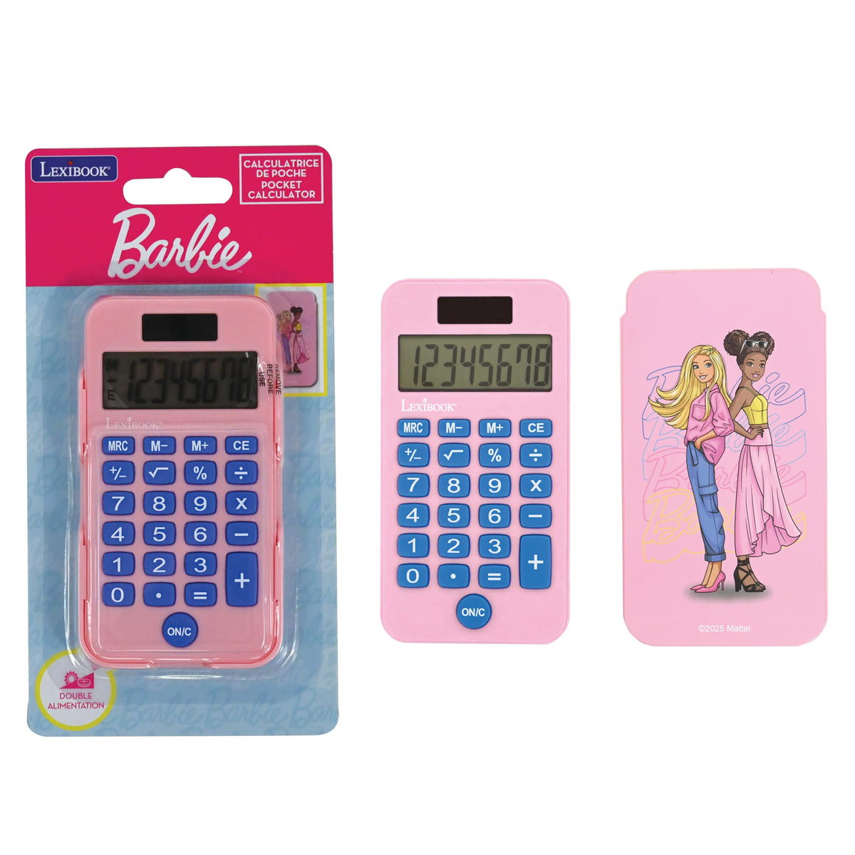 Calculadora de Bolsillo Lexibook Barbie Rosa con Cubierta de Protección y Funciones Avanzadas