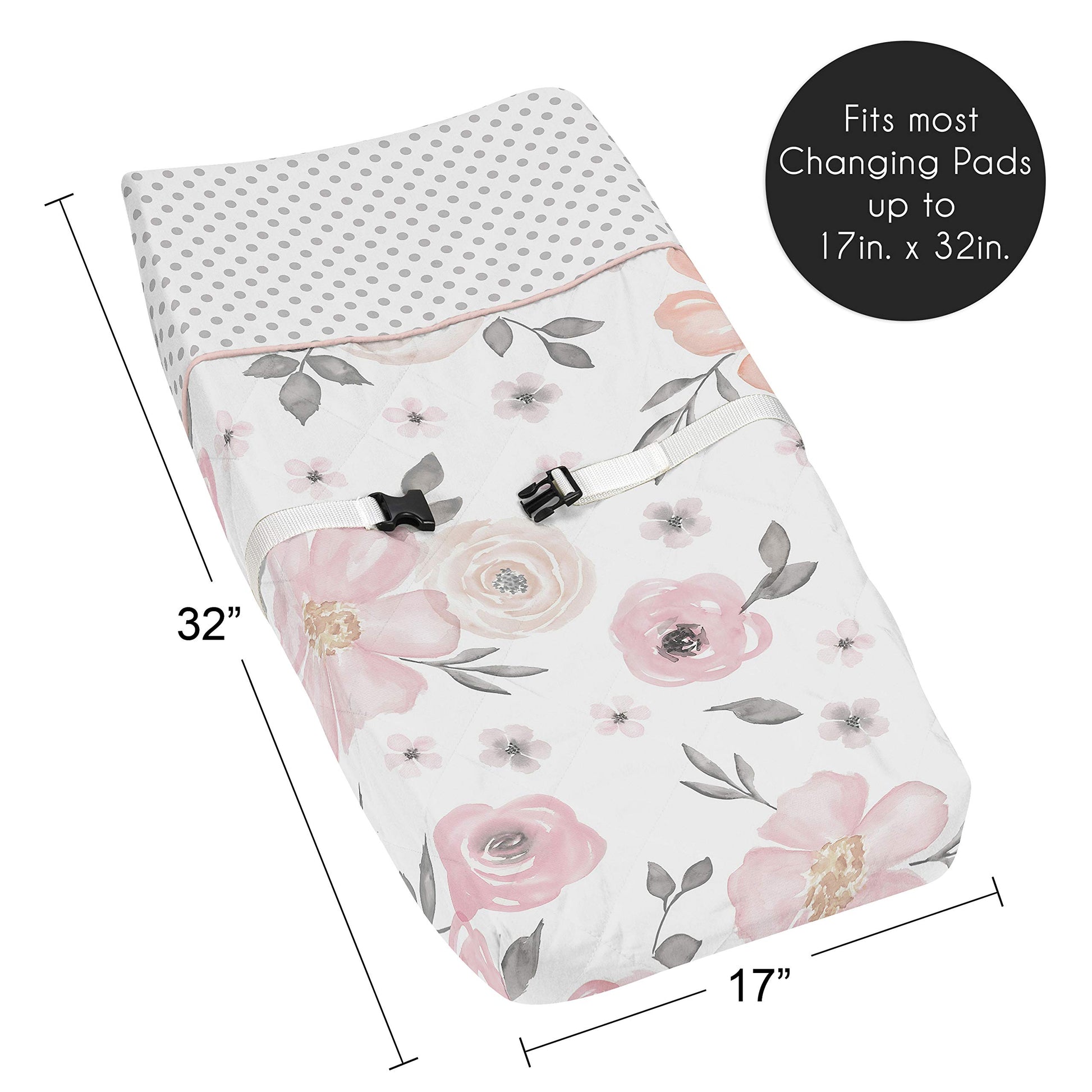 Funda para Cambiador Sweet Jojo Designs rosa gris y blanco