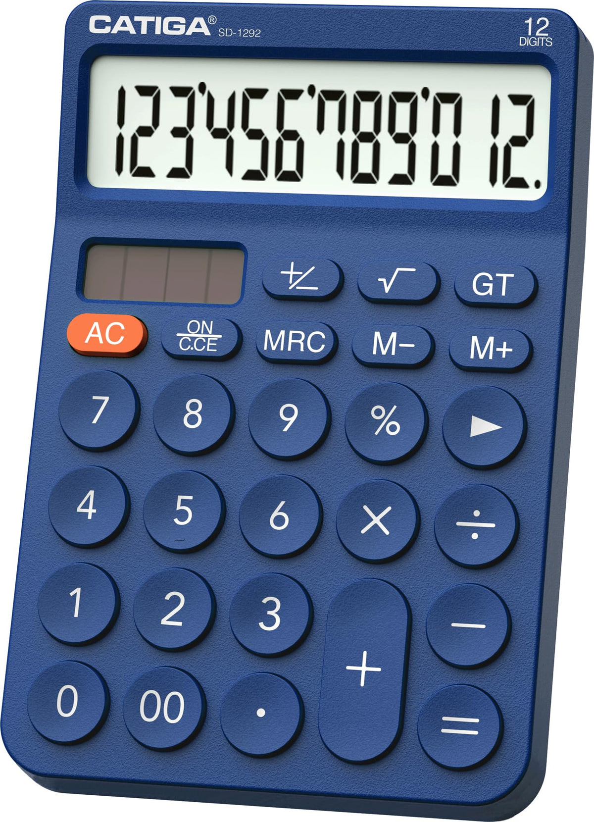 Calculadora Básica CATIGA Negra Visualización LCD Grande Energía Solar y Batería para Oficina