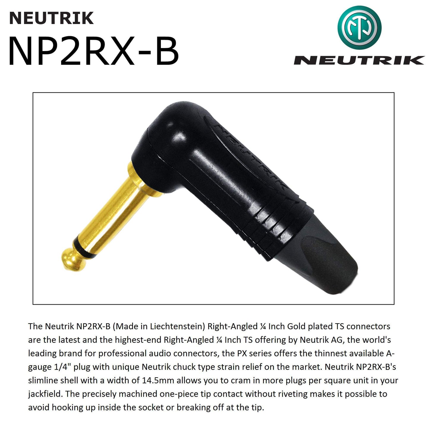 Cable de Instrumento Gotham GAC-1 Ultra Pro 12 Pies Premium Neutrik Gold recto a ángulo para Guitarra Baja