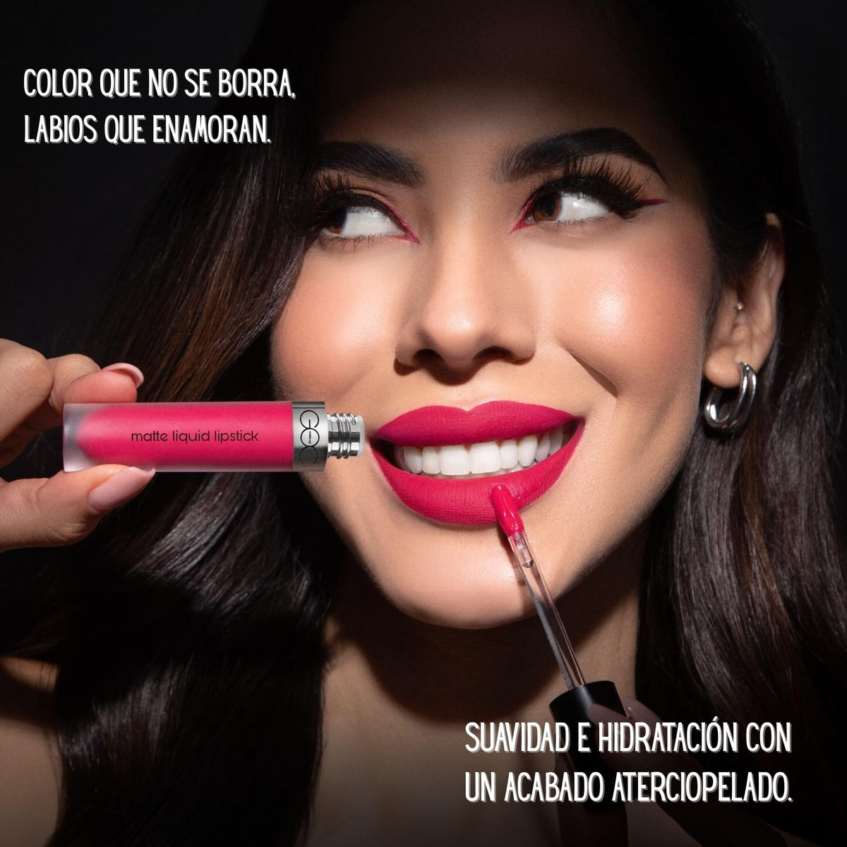 GOC, Labial liquido matte, Matte Liquid Lipstick, Resistente al agua, Larga Duración, No Reseca los labios ni cuartea, Sin manchas, Color Happy Mocha, GMLC11
