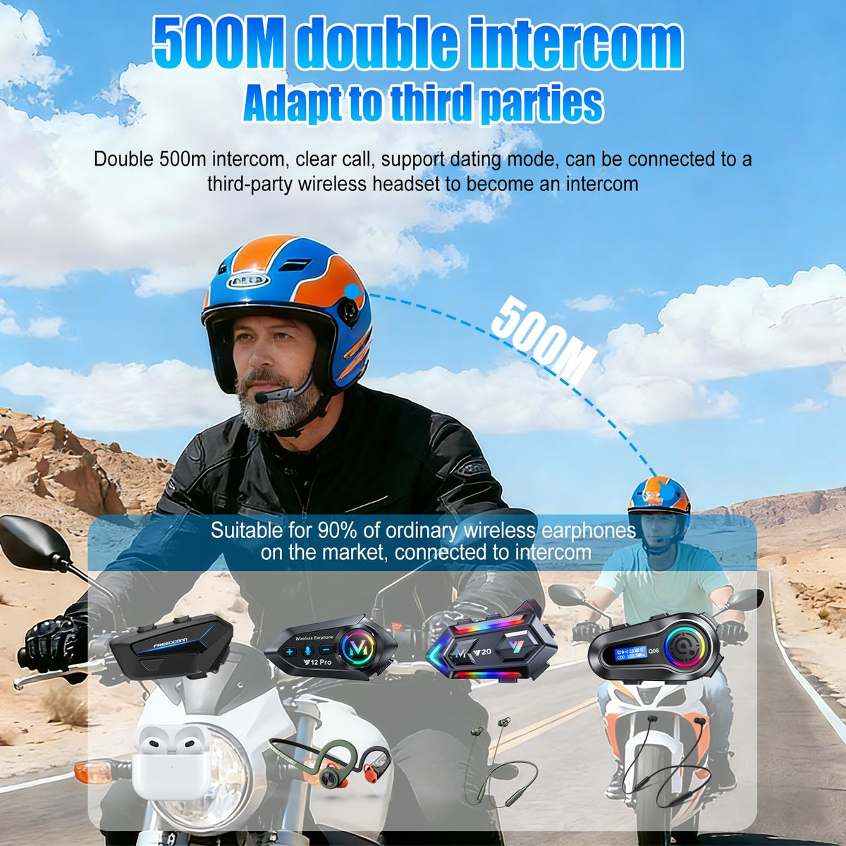 Auriculares Bluetooth OBEST Negro con Micrófono para Moto