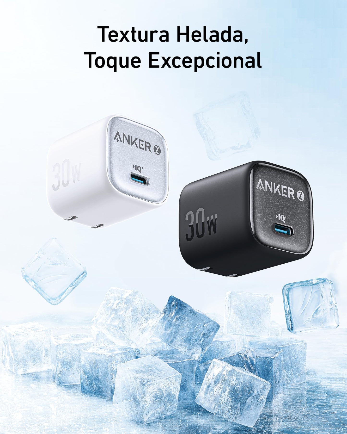 Anker 30W Hielo Cargador Rápido, Control de Temperatura Avanzado, Diseño Compacto 59% Más Pequeño, Compatible con iPhone y Samsung y Otros Dispositivos, USB C Tipo, 2 Colores