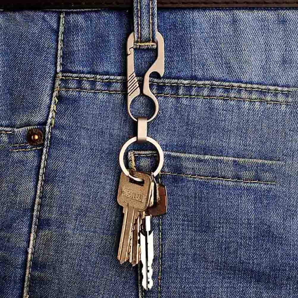 Llavero abrebotellas de titanio de liberación rápida para hombre y mujer, color plateado