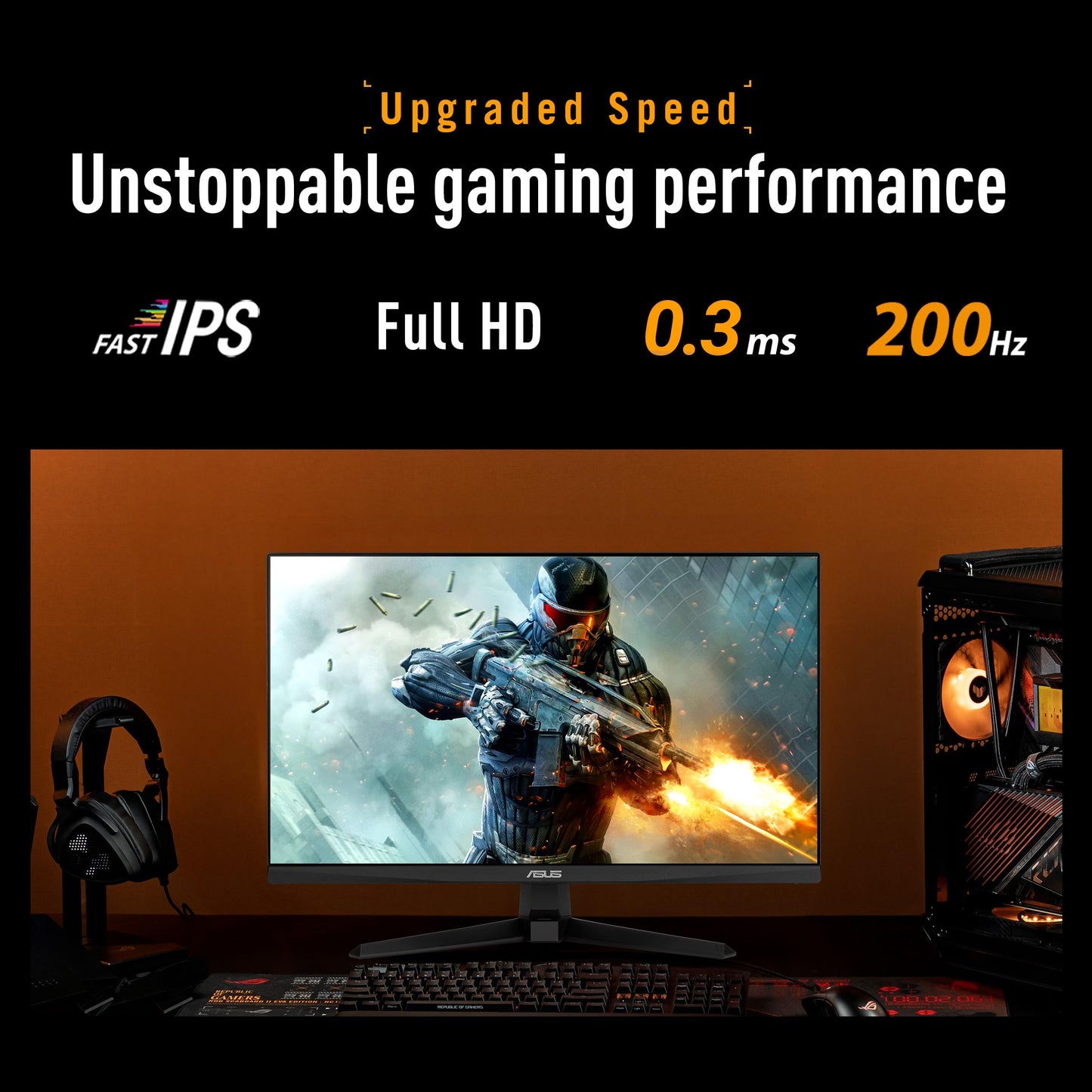 ASUS TUF Gaming Monitor 27" 1080P Series 5 (VG279Q5A) Panel Fast-IPS Full HD, 200 Hz, 0,3 ms, Compatible con G-Sync®, AMD FreeSync™ Premium, ELMB Sync, 99% sRGB, DisplayWidget Center, IA para Juegos.
