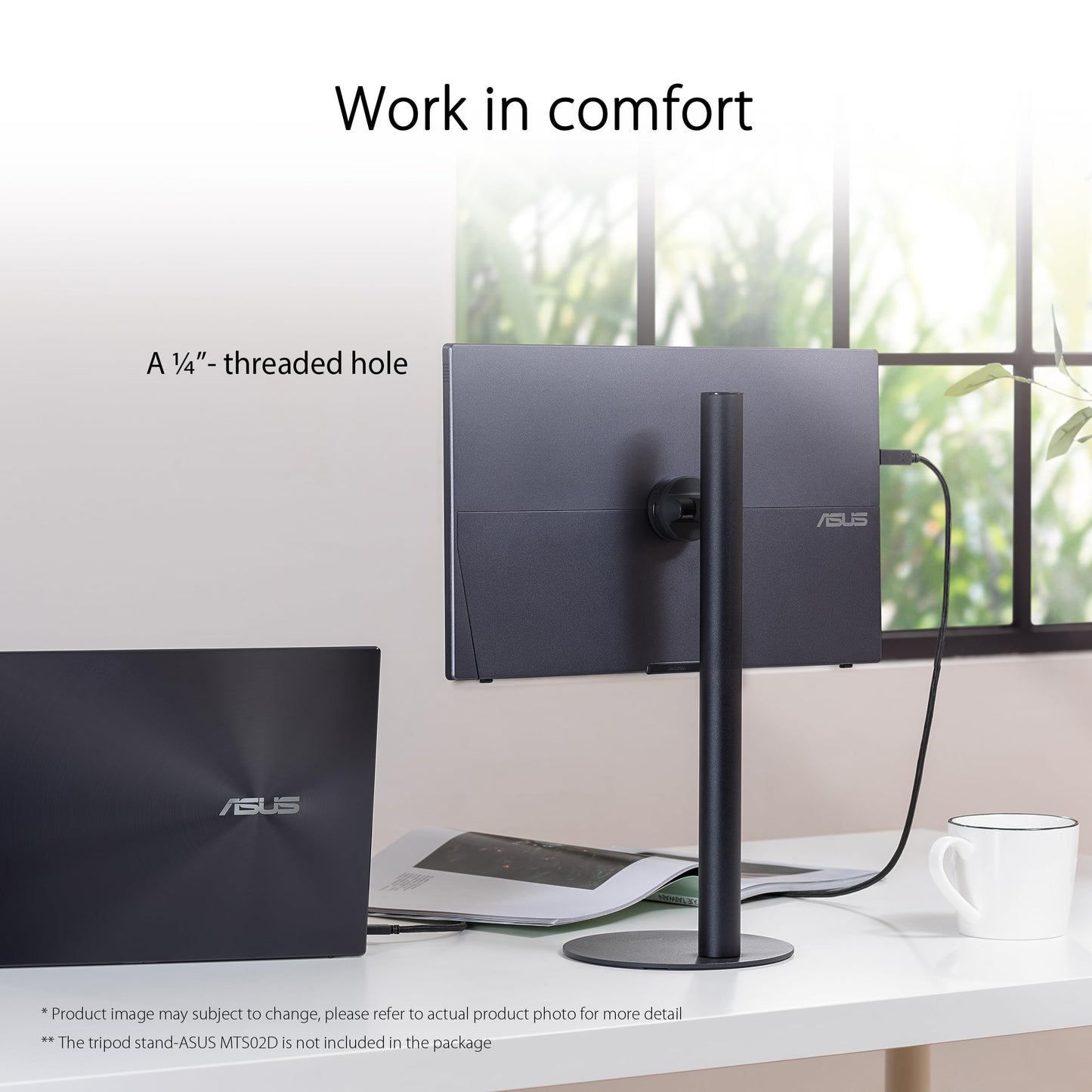 ASUS ZenScreen 1080P - Monitor portátil 15.6" (MB16ACVR) - Full HD, IPS, cuidado de los ojos, sin parpadeo, filtro de luz azul, soporte, suministro de energía USB-C, para laptop, PC, teléfono, consola
