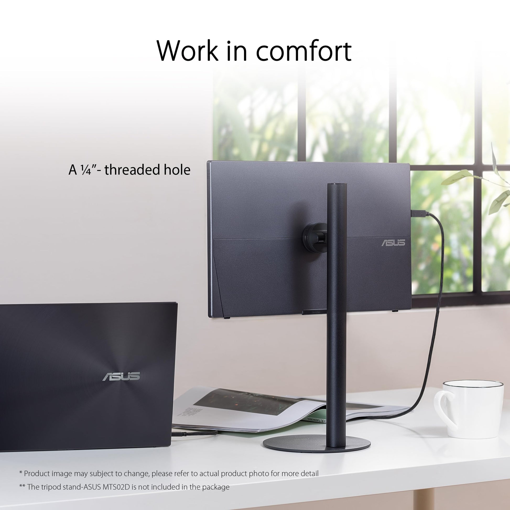 ASUS ZenScreen 1080P - Monitor portátil 15.6" (MB16ACVR) - Full HD, IPS, cuidado de los ojos, sin parpadeo, filtro de luz azul, soporte, suministro de energía USB-C, para laptop, PC, teléfono, consola