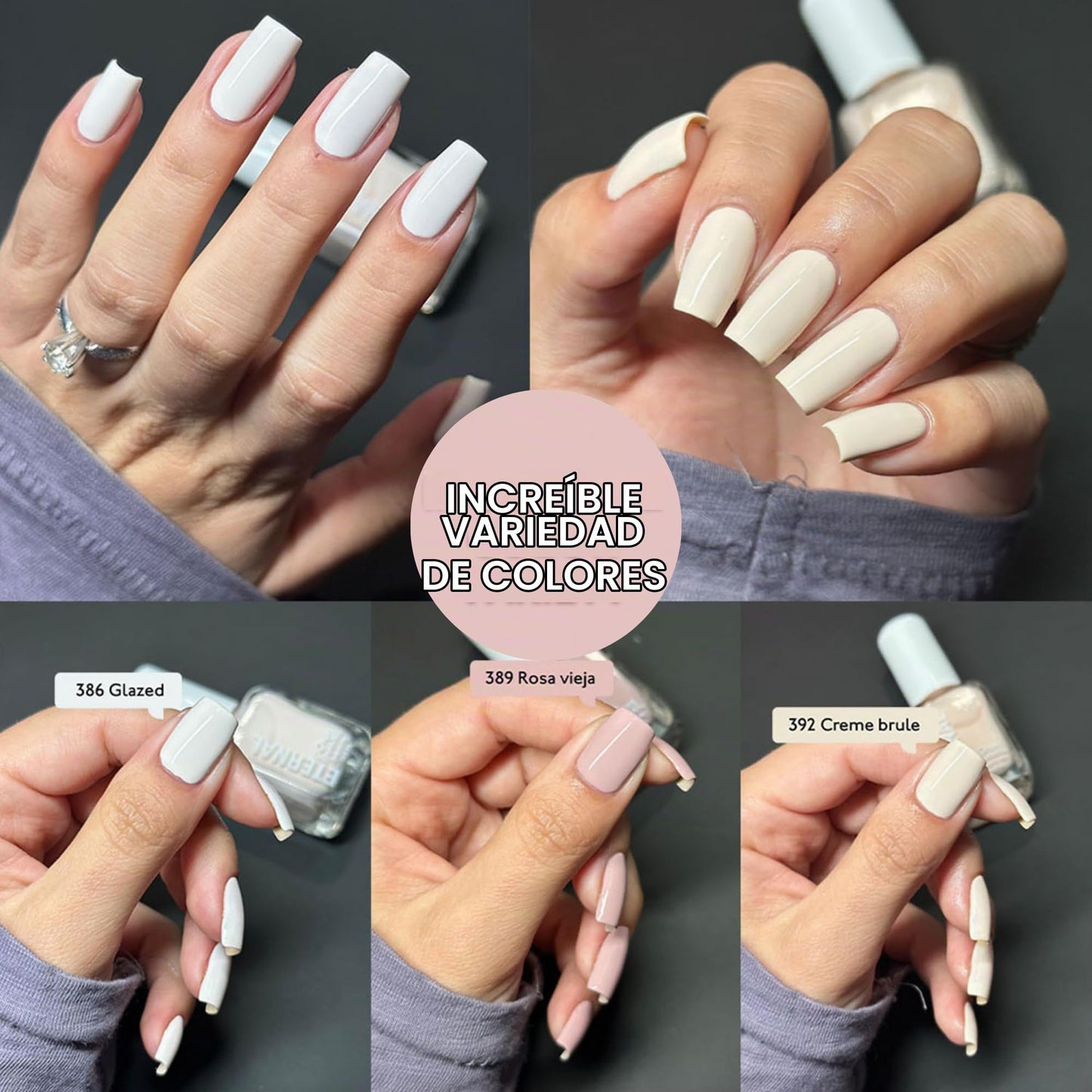 Eternal Colección – Juego de 5 piezas: Larga duración, secado rápido, esmalte de uñas de brillo espejo – endurecedor, acabado brillante y brillante – 0,46 onzas fluidas cada uno (Classic)