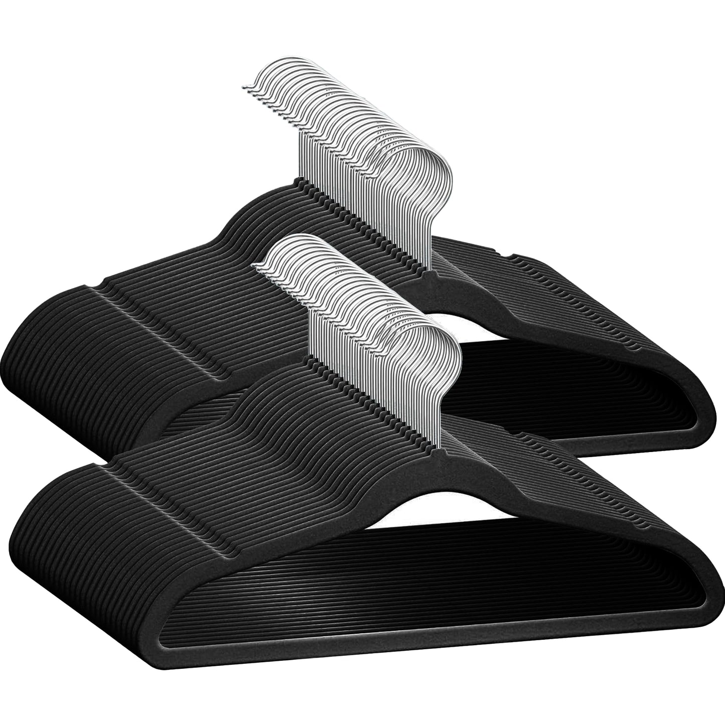 TechZoo - 50 Perchas para Ropa de Terciopelo para Niños de Alta Calidad, Antideslizantes de 14 Pulgadas, Ultra Delgadas, Ahorro de Espacio, Gancho Giratorio de 360°, Resistente y Duradero