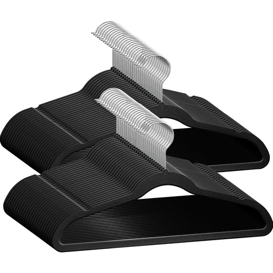TechZoo - 50 Perchas para Ropa de Terciopelo para Niños de Alta Calidad, Antideslizantes de 14 Pulgadas, Ultra Delgadas, Ahorro de Espacio, Gancho Giratorio de 360°, Resistente y Duradero