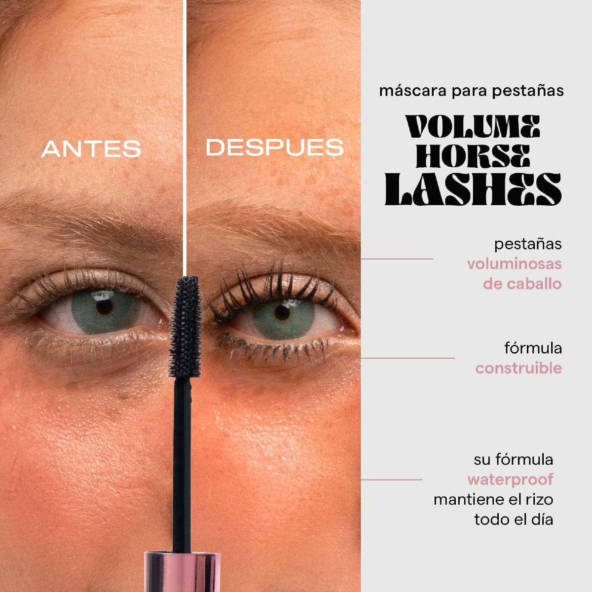 Sarelly Máscara waterproof HORSE LASHES BLACK ⁠Máscara de Pestañas Voluminizadora
