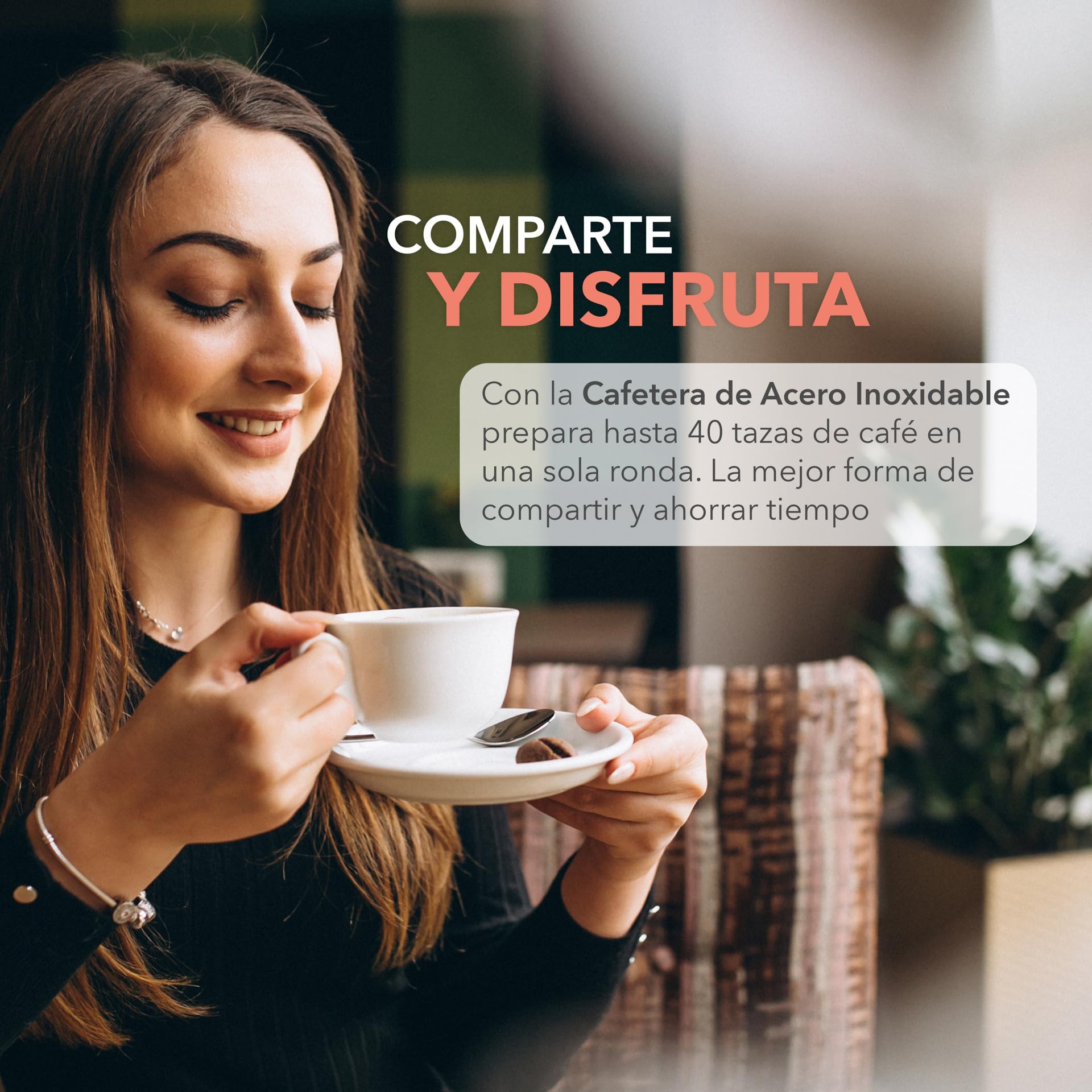 Cafetera RCA Acero Inoxidable 40 Tazas con Tapa con Bloqueo y Sistema Antigoteo para Hogar u Oficina