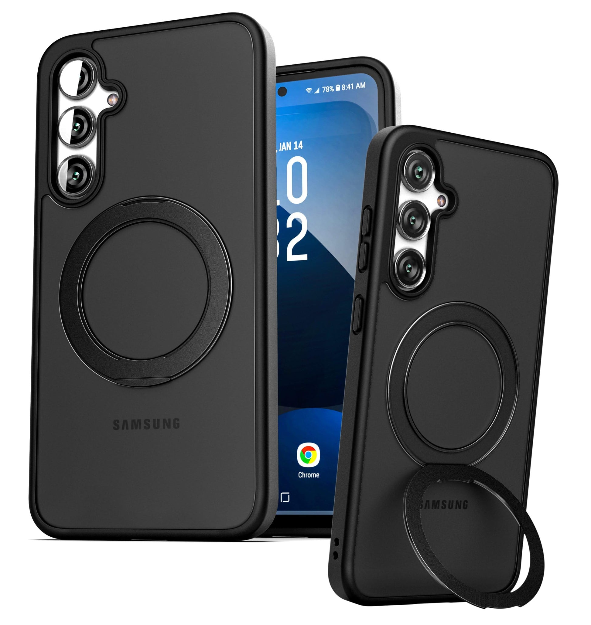 Funda para Cinturón Encased Samsung Galaxy S24 FE escarcha negro con Clip y Soporte Magnético Giratorio 360 Compatible MagSafe Versión 2024