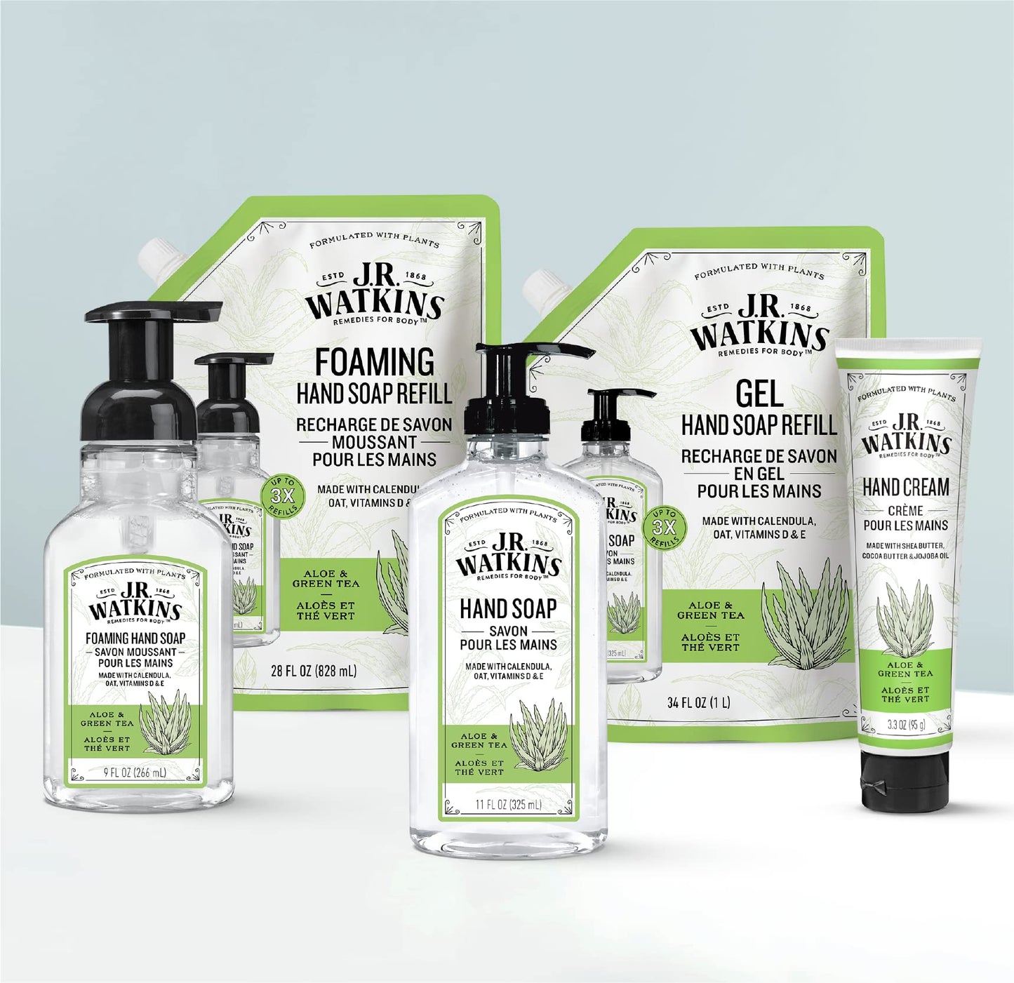 J.R. Watkins Natural Liquid Hand Soap, Aloe & Green Tea, 11 Ounce (Pack of 6)