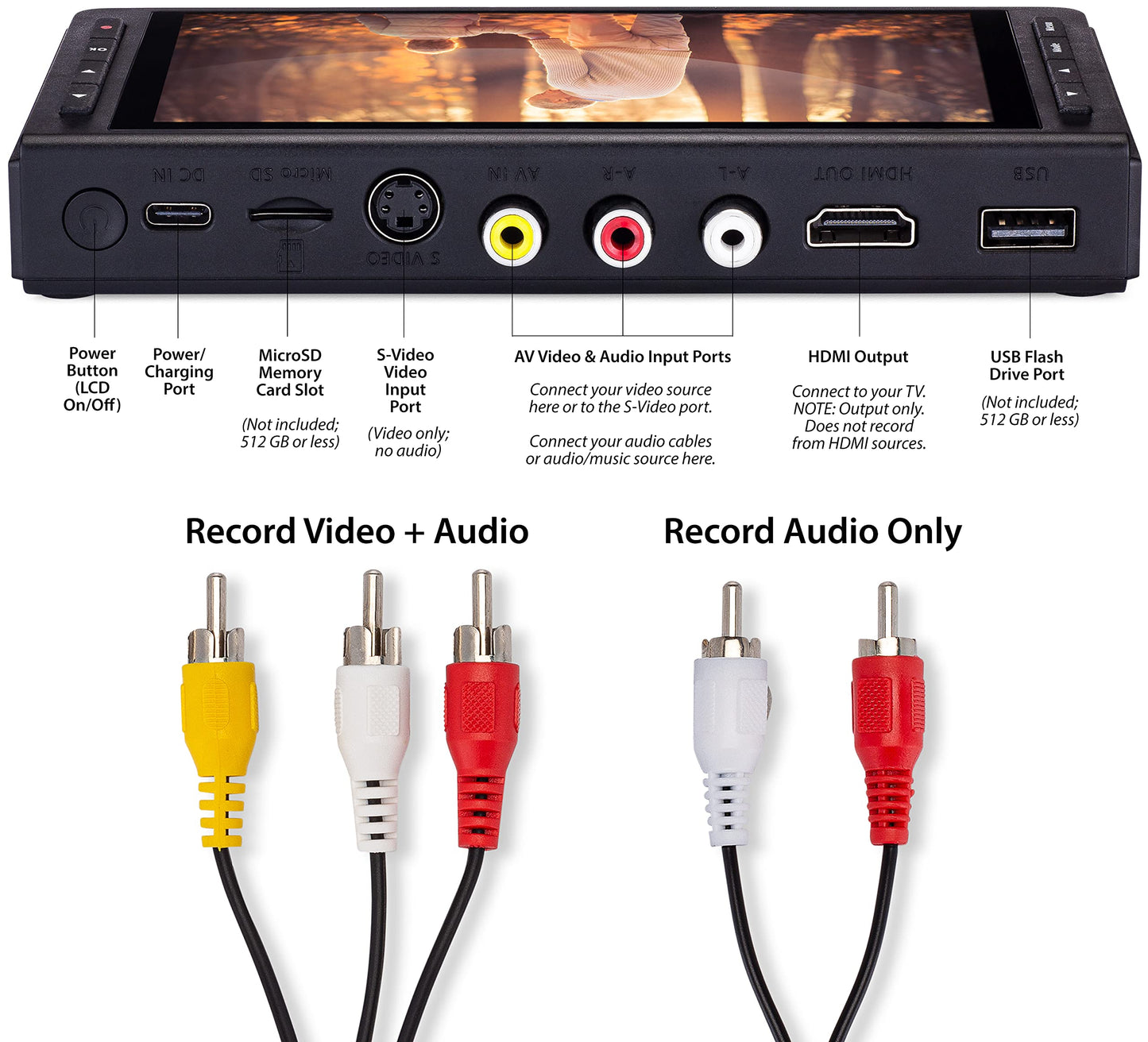 ClearClick - Convertidor de video a digital 3.0 (tercera generación) - Grabar video y audio de VCR, VHS, AV, RCA, Hi8, videocámara, DVD, tocadiscos, cintas de casete [requiere grabadora de videocámara