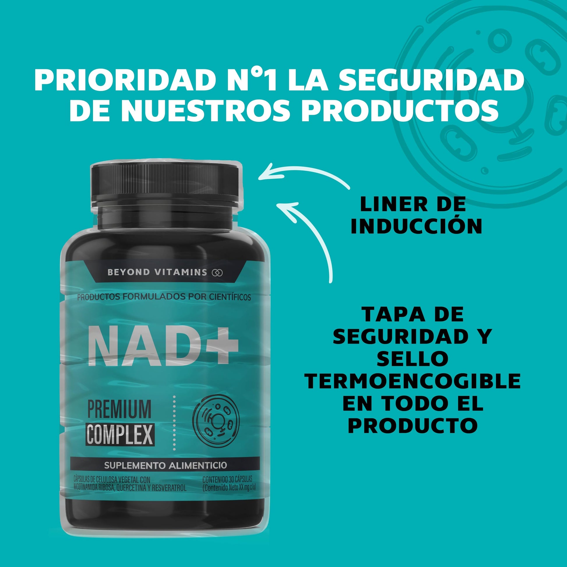 Suplementos NAD+ Nicotinamida Ribosa Beyond Vitamins con Resveratrol y Quercetina