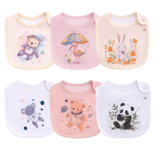 Juego de 6 Baberos Maiwa Algodón Impermeables Unisex para Bebé y Niña
