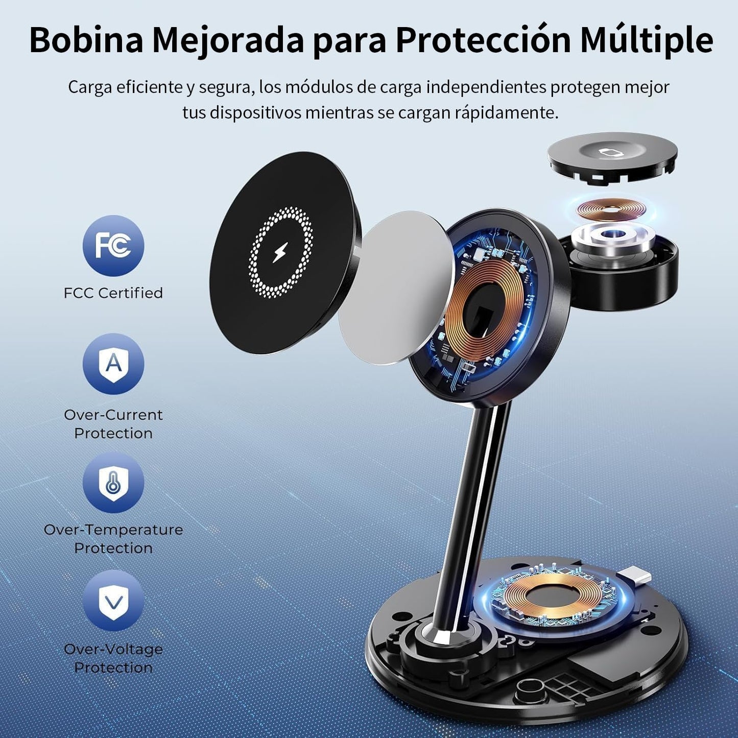 BVILY Cargador Inalámbrico Magnético, 20W Wireless Estación de Carga Inalámbrica 3 en 1 Compatible con Cargador MagSafe para i Phone 16 15 14 13 12 Pro MAX/Plus/Pro y AirPods/Apple Watch