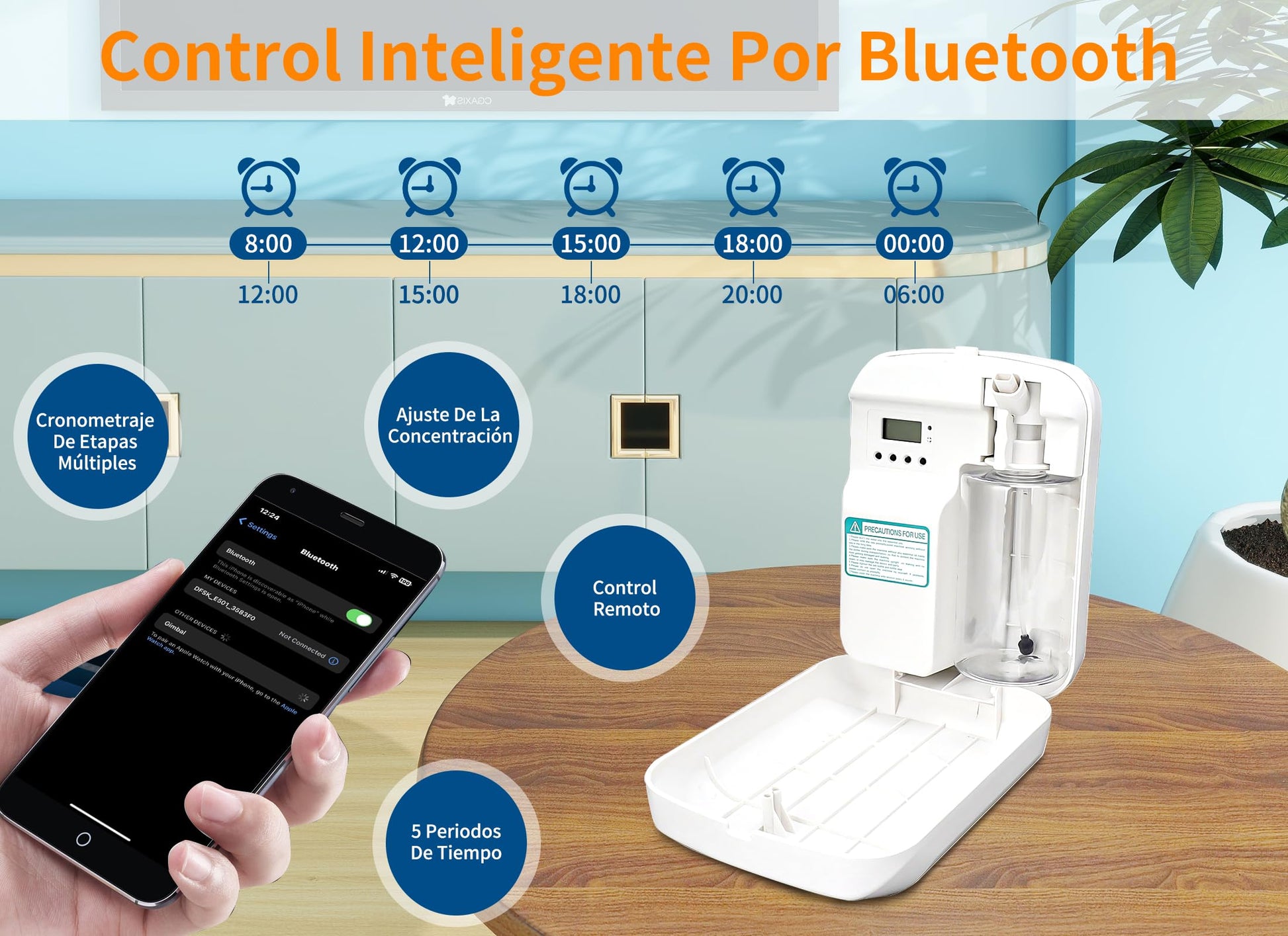 Difusor De Aire Con Bluetooth, Difusores Profesionales De Aceites Esenciales Sin Agua De Difusión De Fragancias Por Nebulización Con Botella De 400ml Para Casa Hotel (Enchufe de