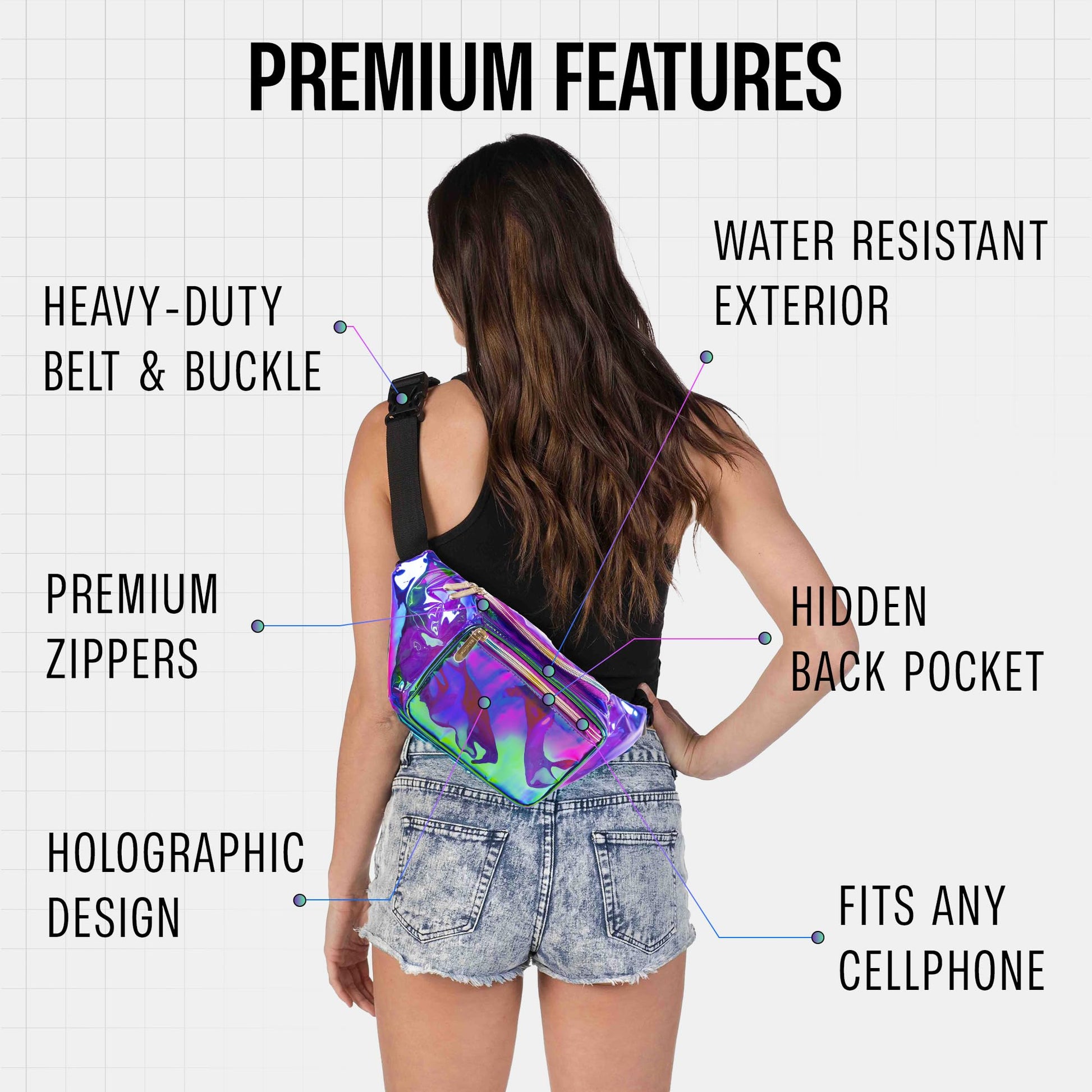 Riñonera Impermeable Transparente Morado Manos Libres para Hombre o Mujer