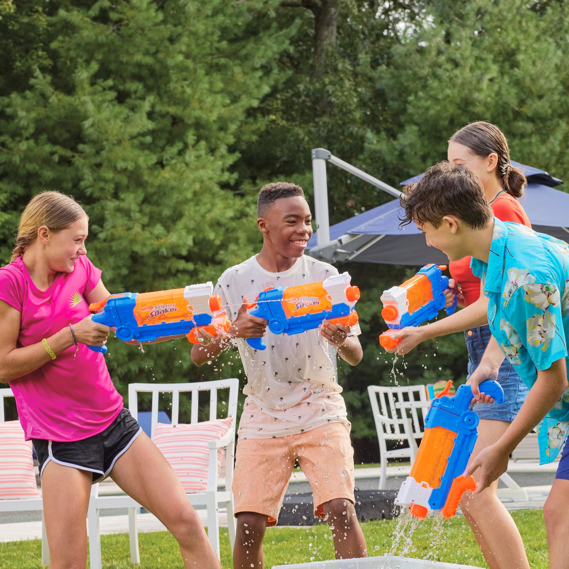 Lanzador de Agua NERF Super Soaker Azul Relleno Rápido para Niños y Niñas