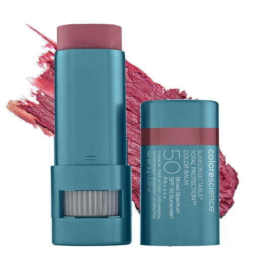 Colorescience. Sunforgettable Total Protection Color Balm SPF 50 /PA++++, UVA/UVB, Bálsamo con color para mejillas labios y párpados, antioxidante, hidratante, 9gr - Tono - Berry