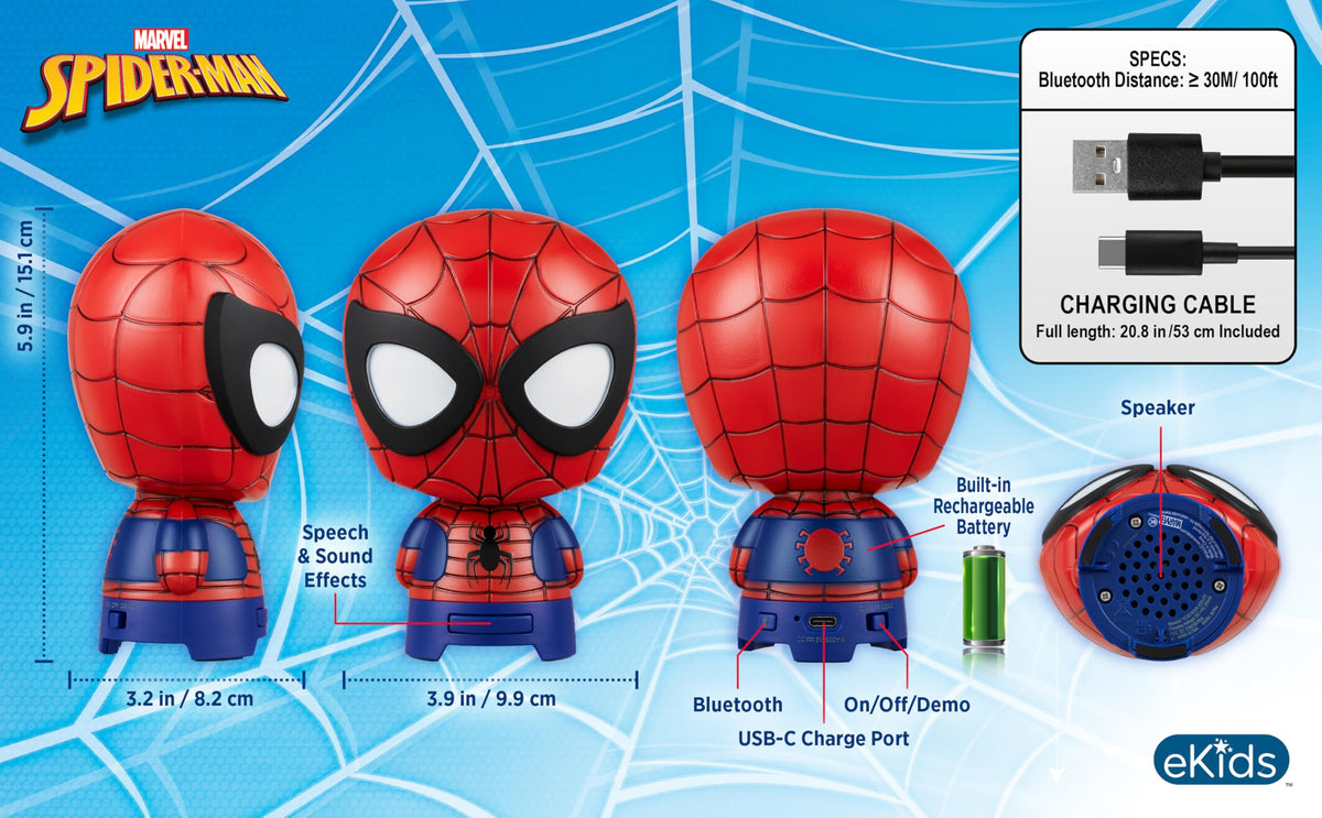 Altavoz Bluetooth eKids Spiderman Portátil Recargable