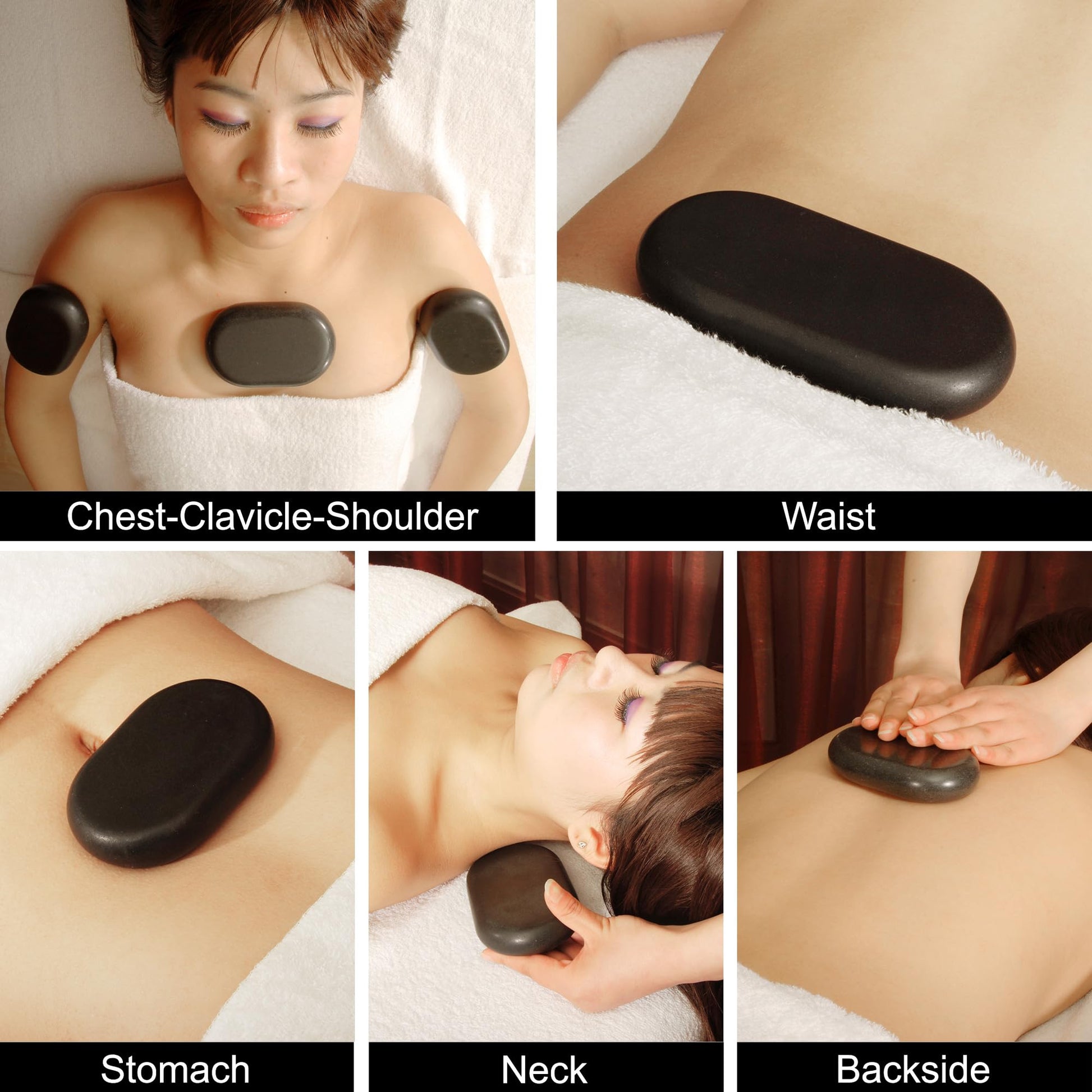 Pack de Piedras de Basalto Negro Master Massage Ovular Super XX Grande