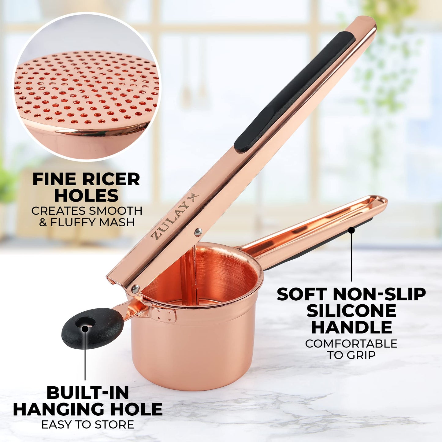 Rizador de Patatas Zulay Kitchen Acero Inoxidable Disco Fijo grande de 15 Onzas para Cocina