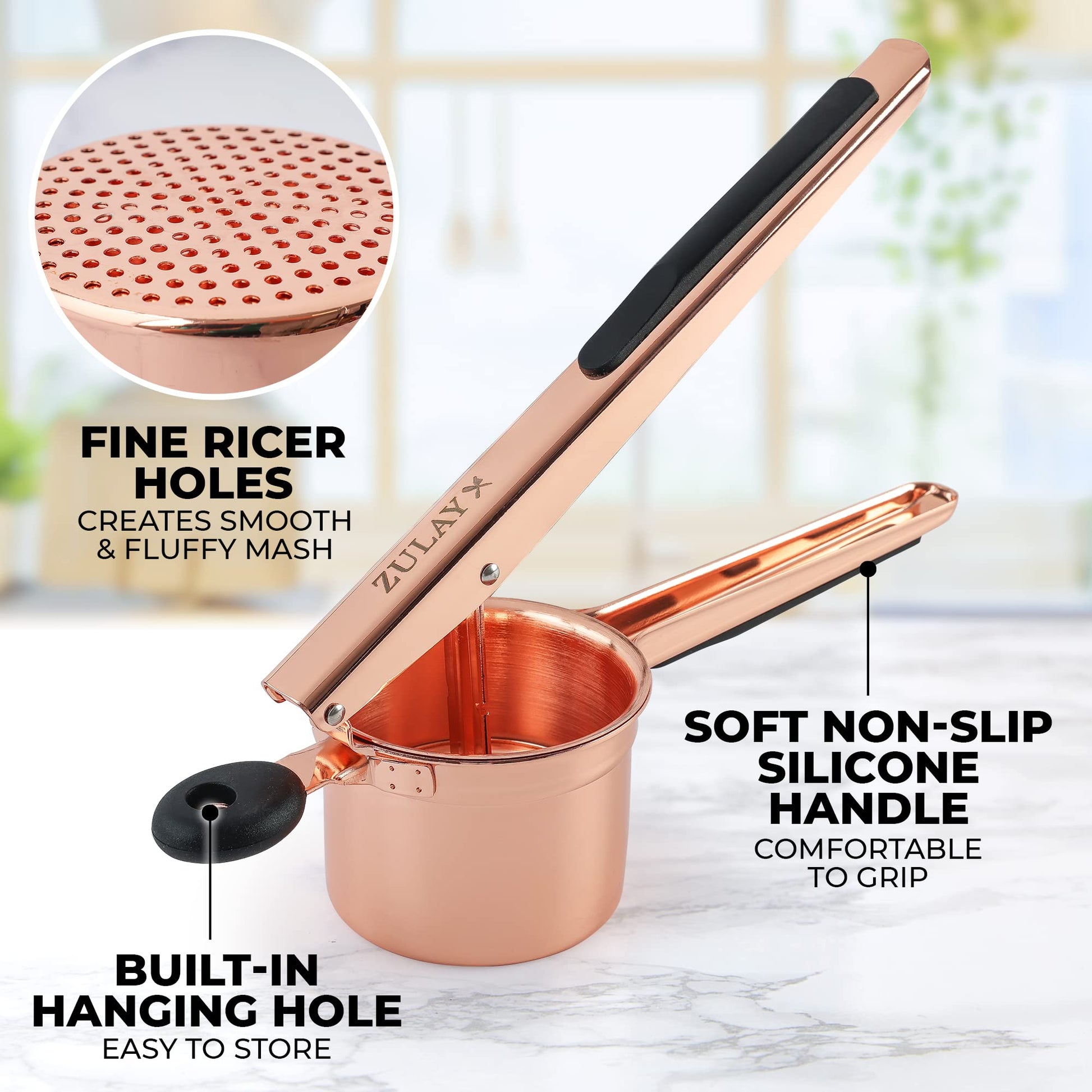 Rizador de Patatas Zulay Kitchen Acero Inoxidable Disco Fijo grande de 15 Onzas para Cocina