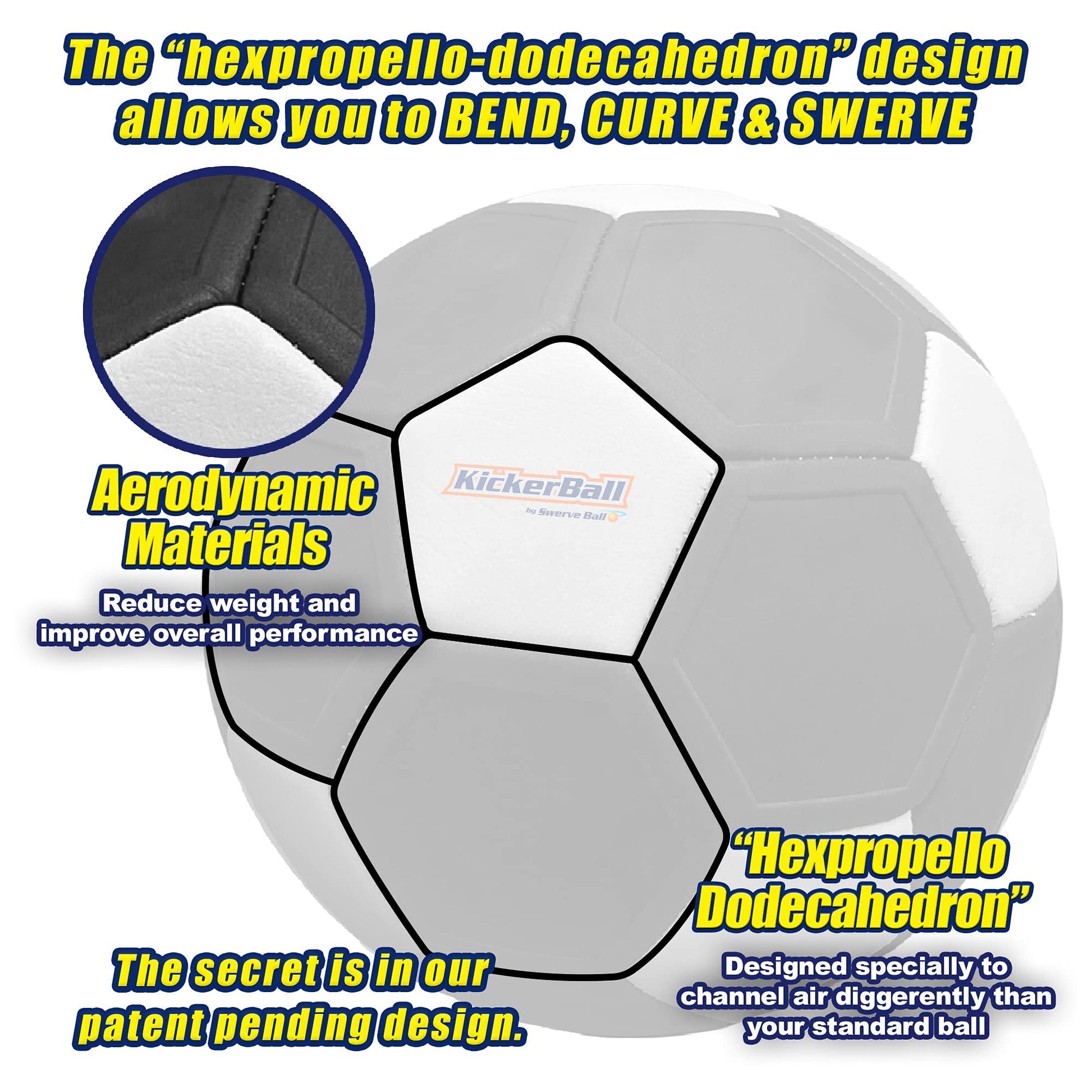 Pelota de Fútbol Kickerball Tamaño 4 Swerve and Curve para Niños y Adultos
