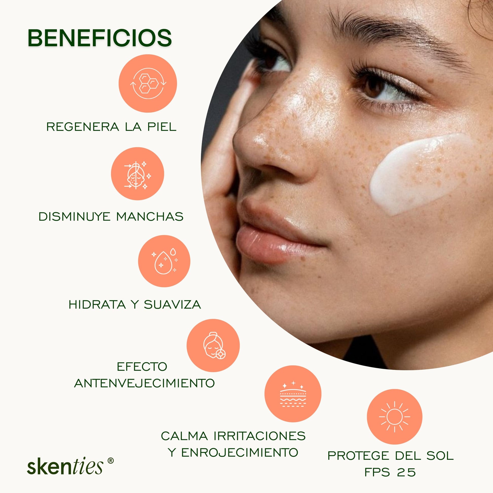 Skenties Crema Facial Baba de Caracol y Colágeno 125g - Antiarrugas, Antimanchas e Hidratante con Hamamelis - Repara y Protege FPS 25 - Skincare para Todo Tipo de Piel Mujer y Hombre