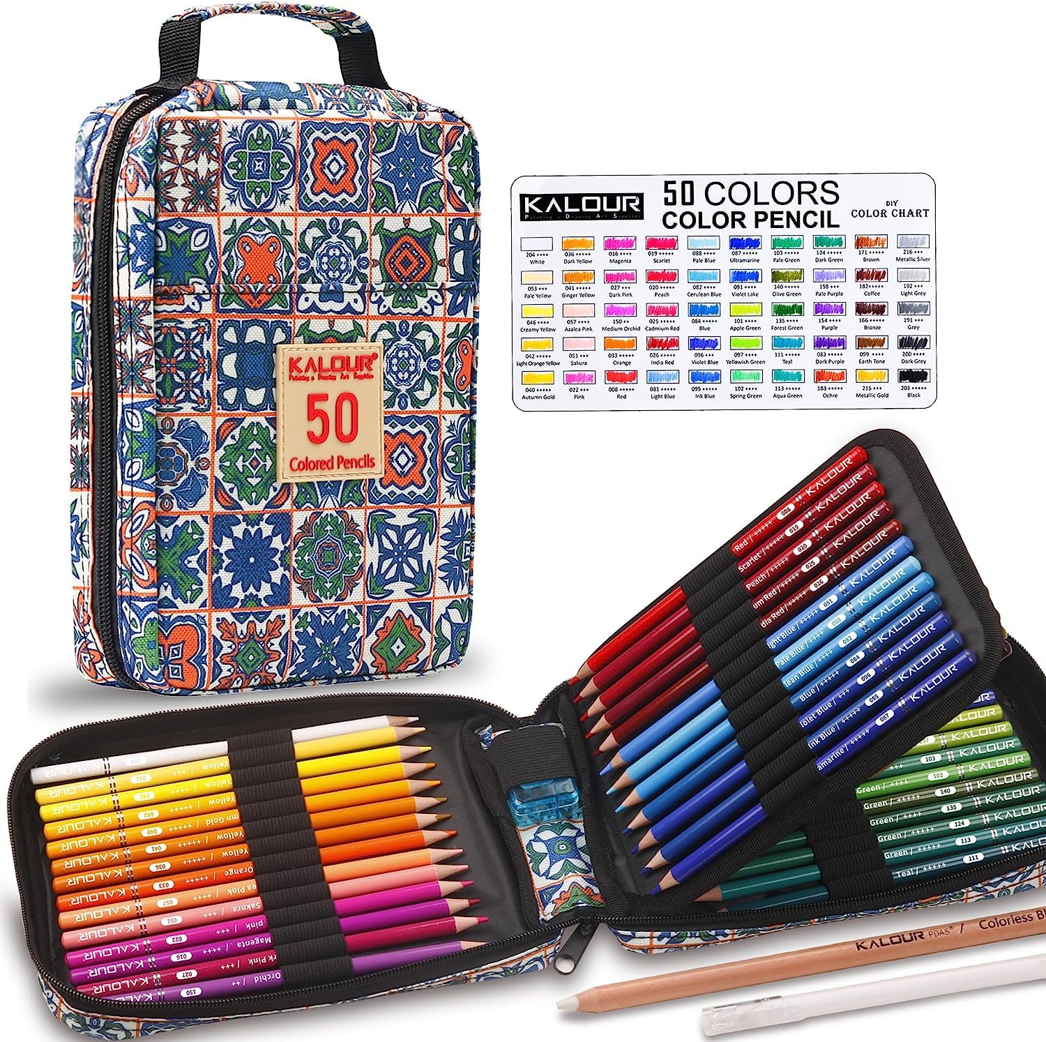 Lápices de Colores, Juego Profesional Lápices de colores de 50 Colores, Núcleos a Base de Cera Suave Numerados, Para Dibujar, Dibujar, Sombrear y Colorear