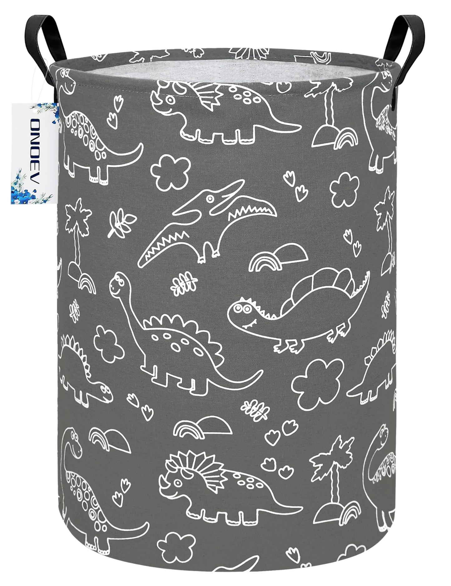 ONOEV - Cestas redondas impermeables de dinosaurios para ropa sucia, cesta de regalo, organizador de juguetes para niños, bolsa de decoración de habitación (dinosaurio de línea gris)